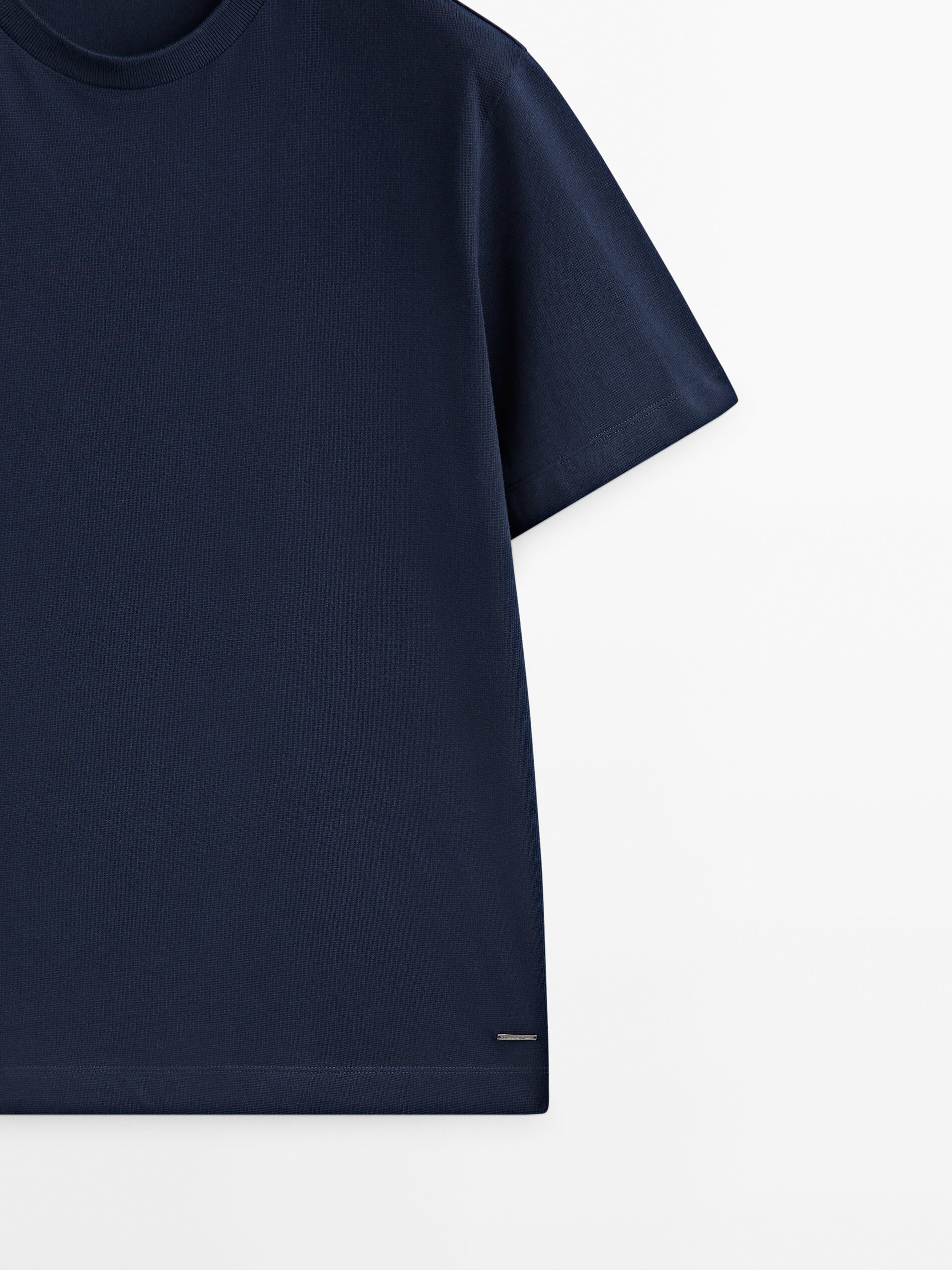 Camiseta algodón estructura manga corta - AZUL MARINO