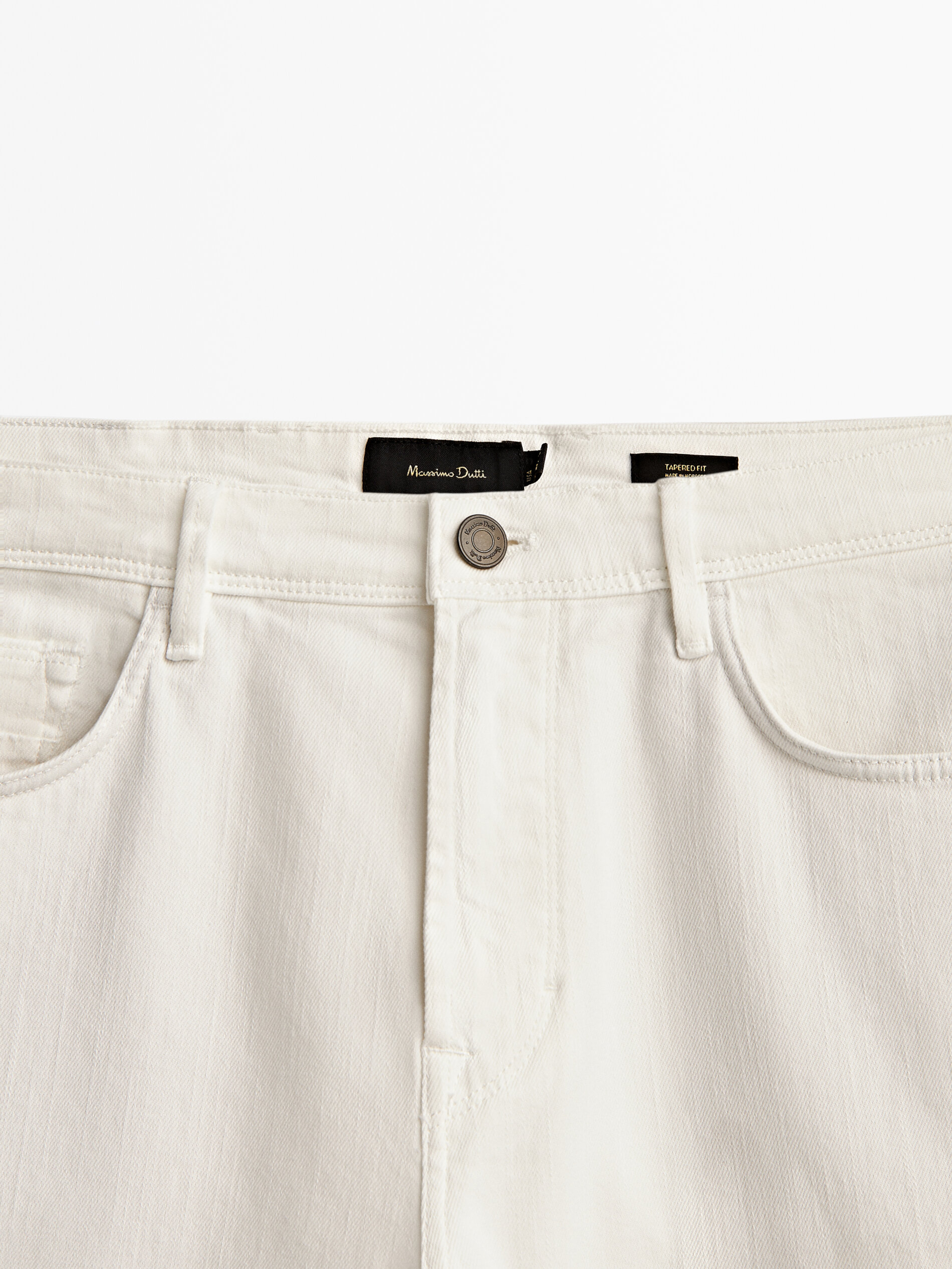 Pantalón tejanero mezcla algodón tapered fit - BLANCO