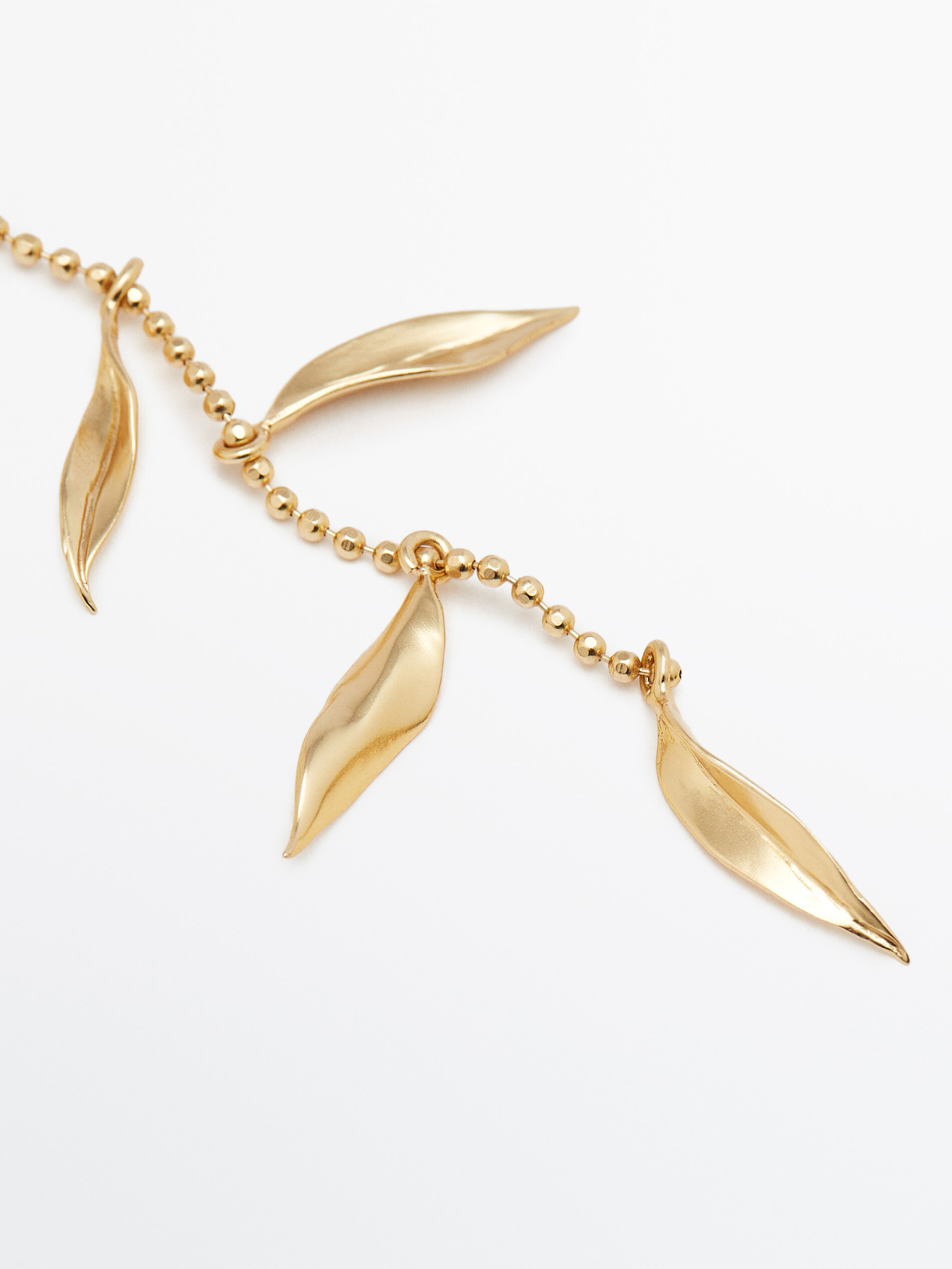 Collar largo doble con ramas baño oro - DORADO