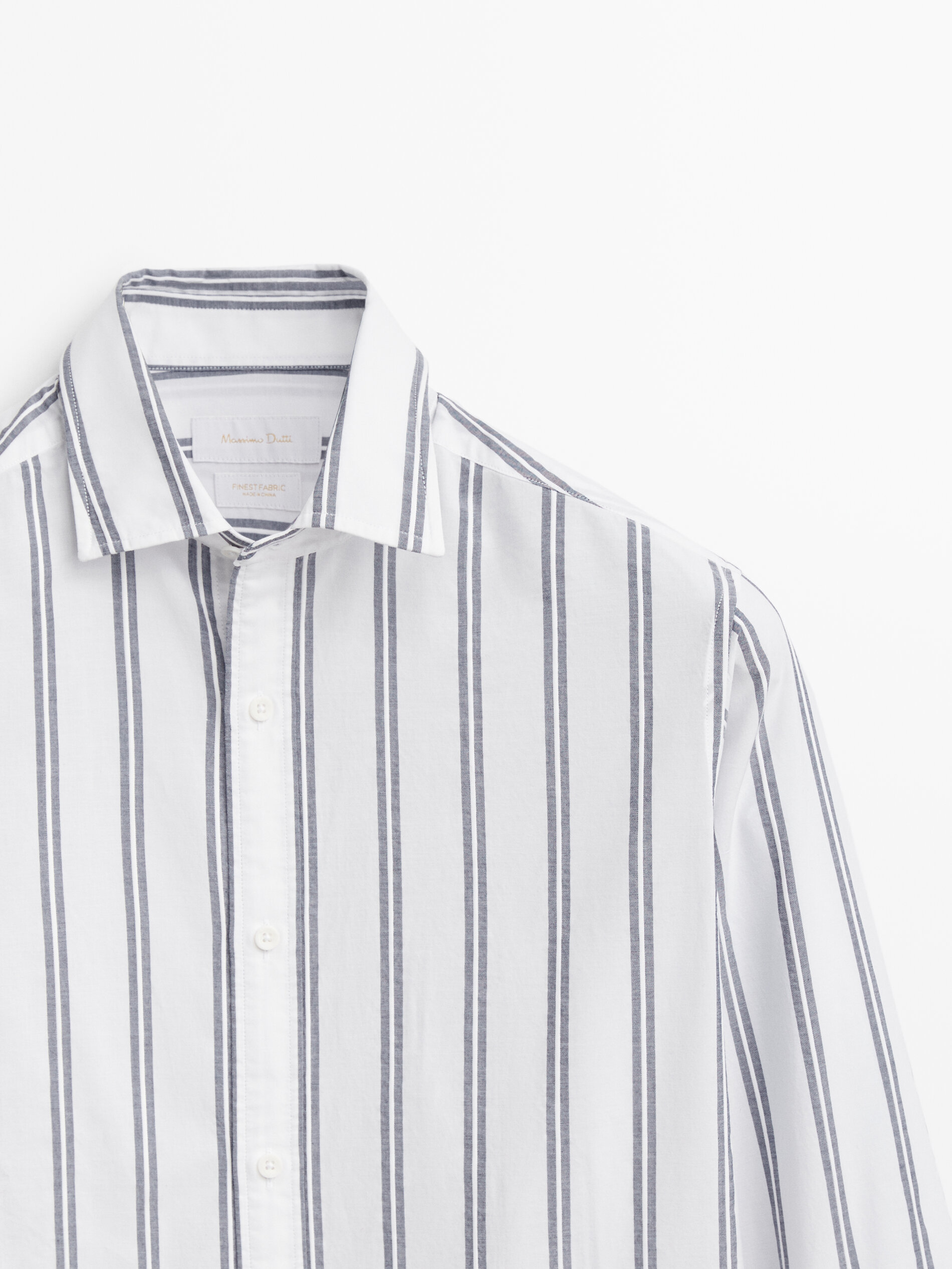 Camisa raya doble regular fit - AZUL MARINO