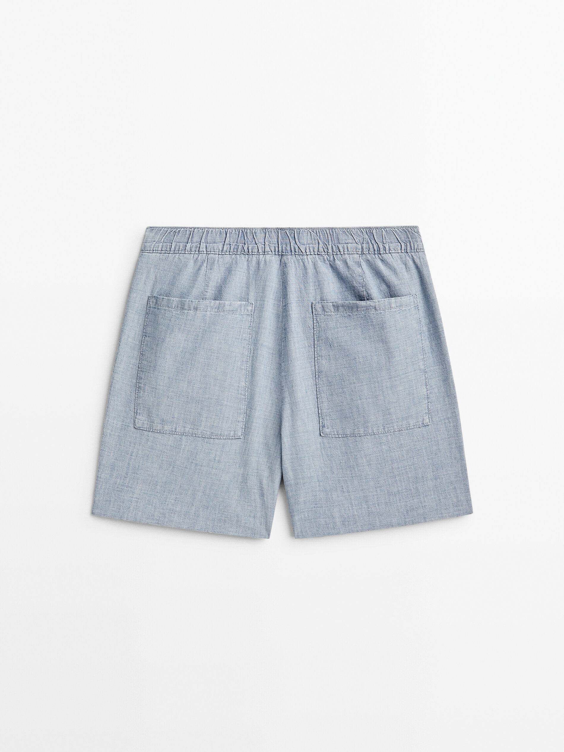 Bermuda denim algodón cintura elástica - Azul Claro