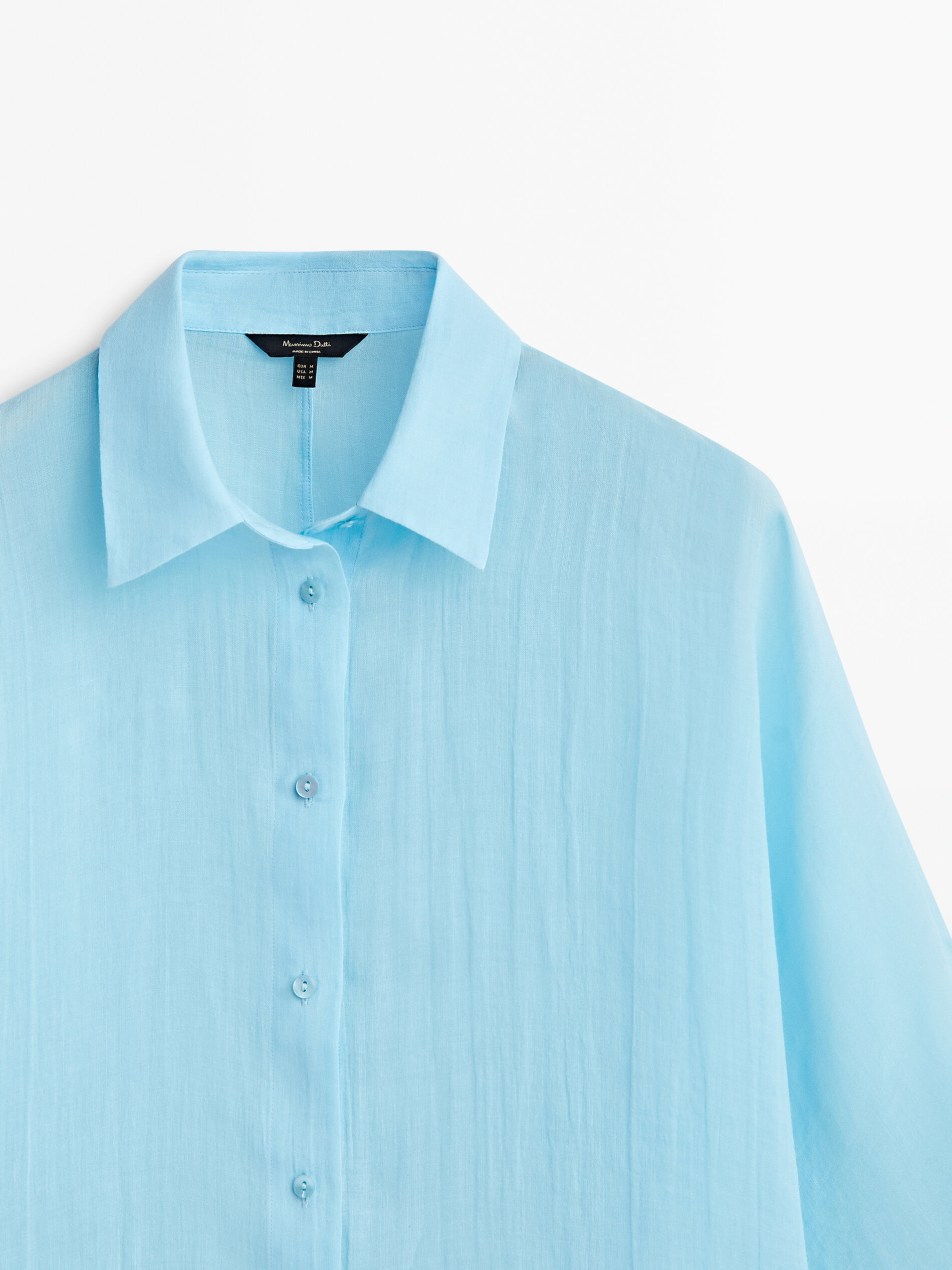 Camisa 100% ramio manga murciélago - AZUL