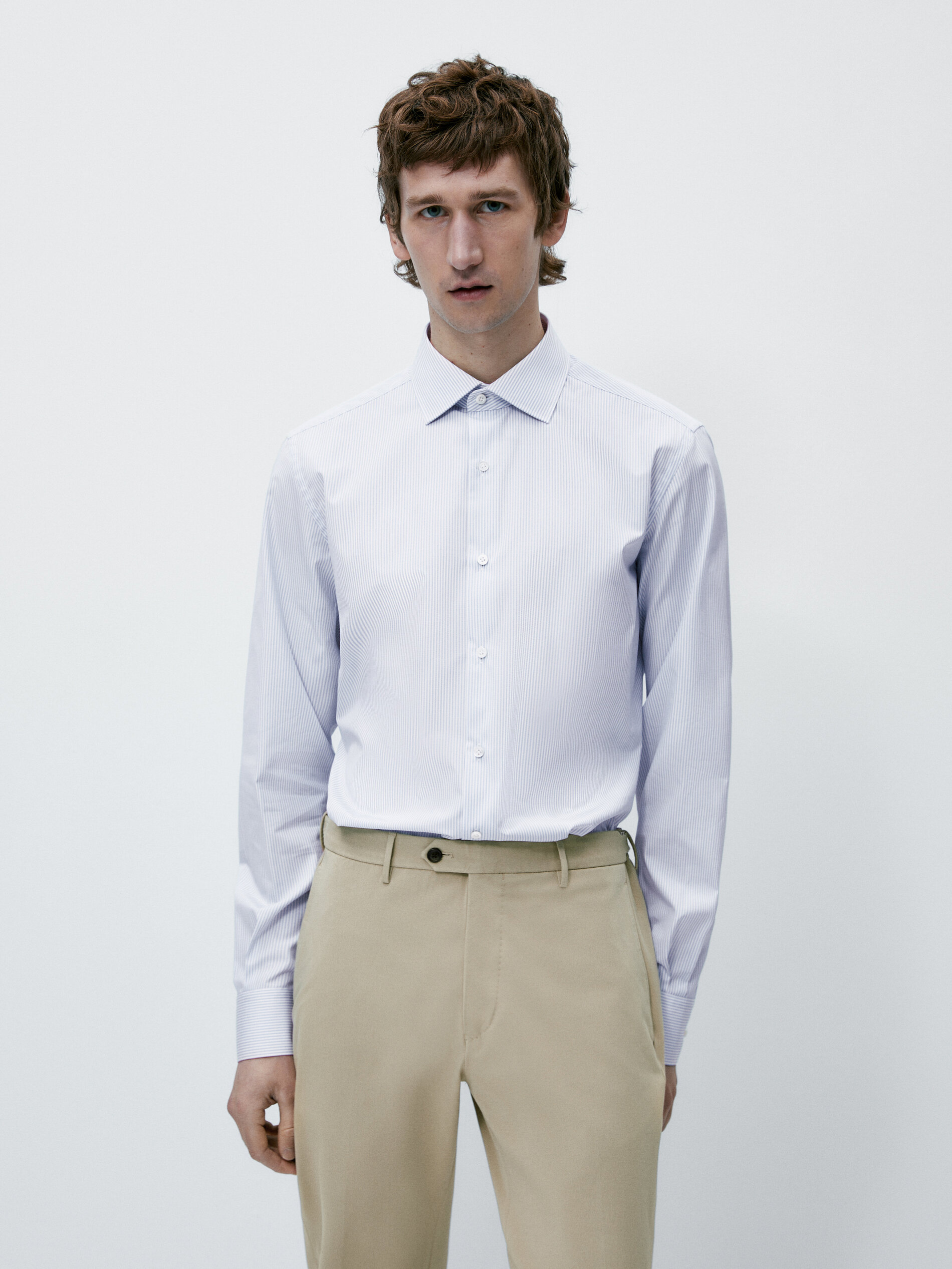 Camisa rayas easy iron slim fit - CELESTE