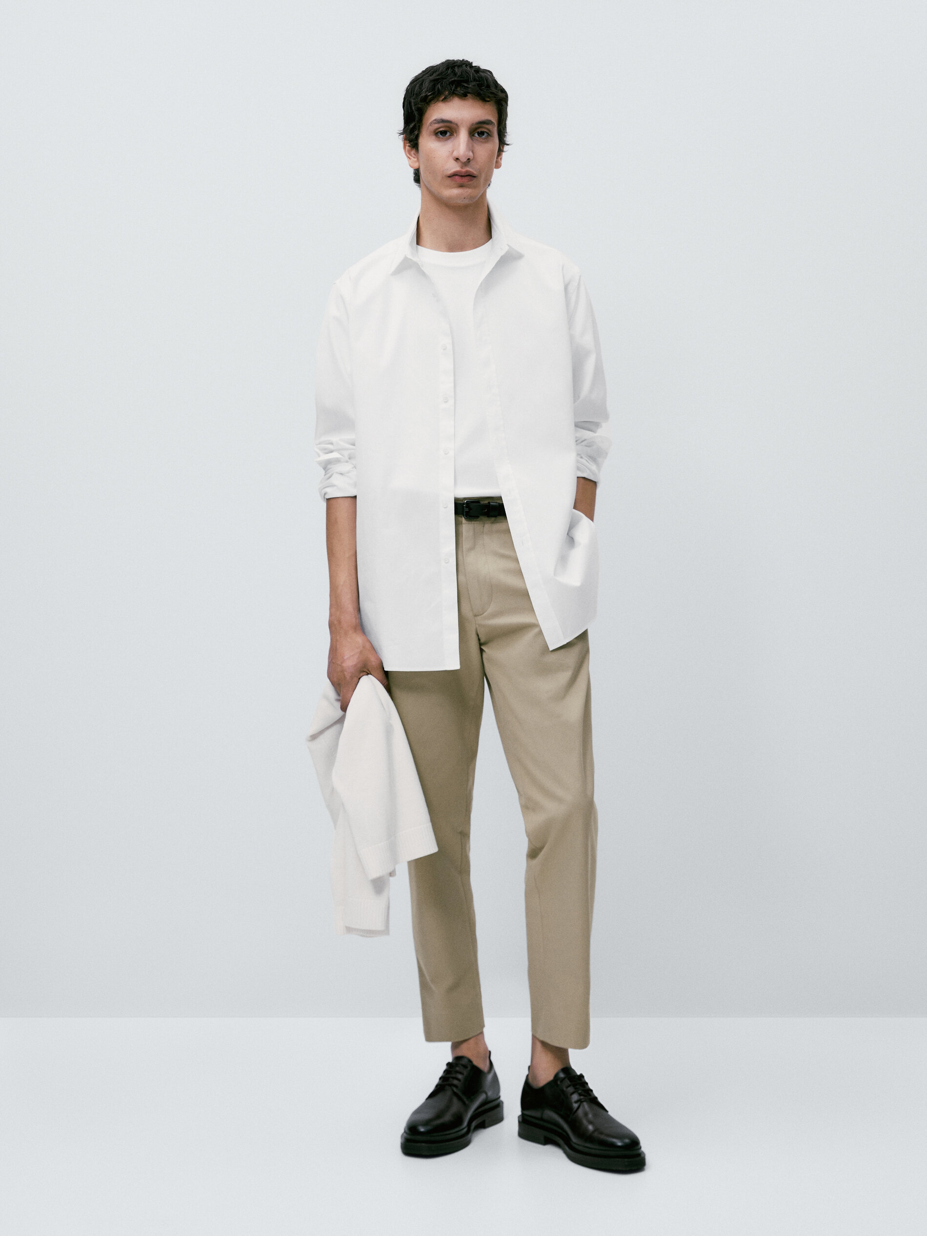 Camisa micro estructura algodón regular fit - BLANCO