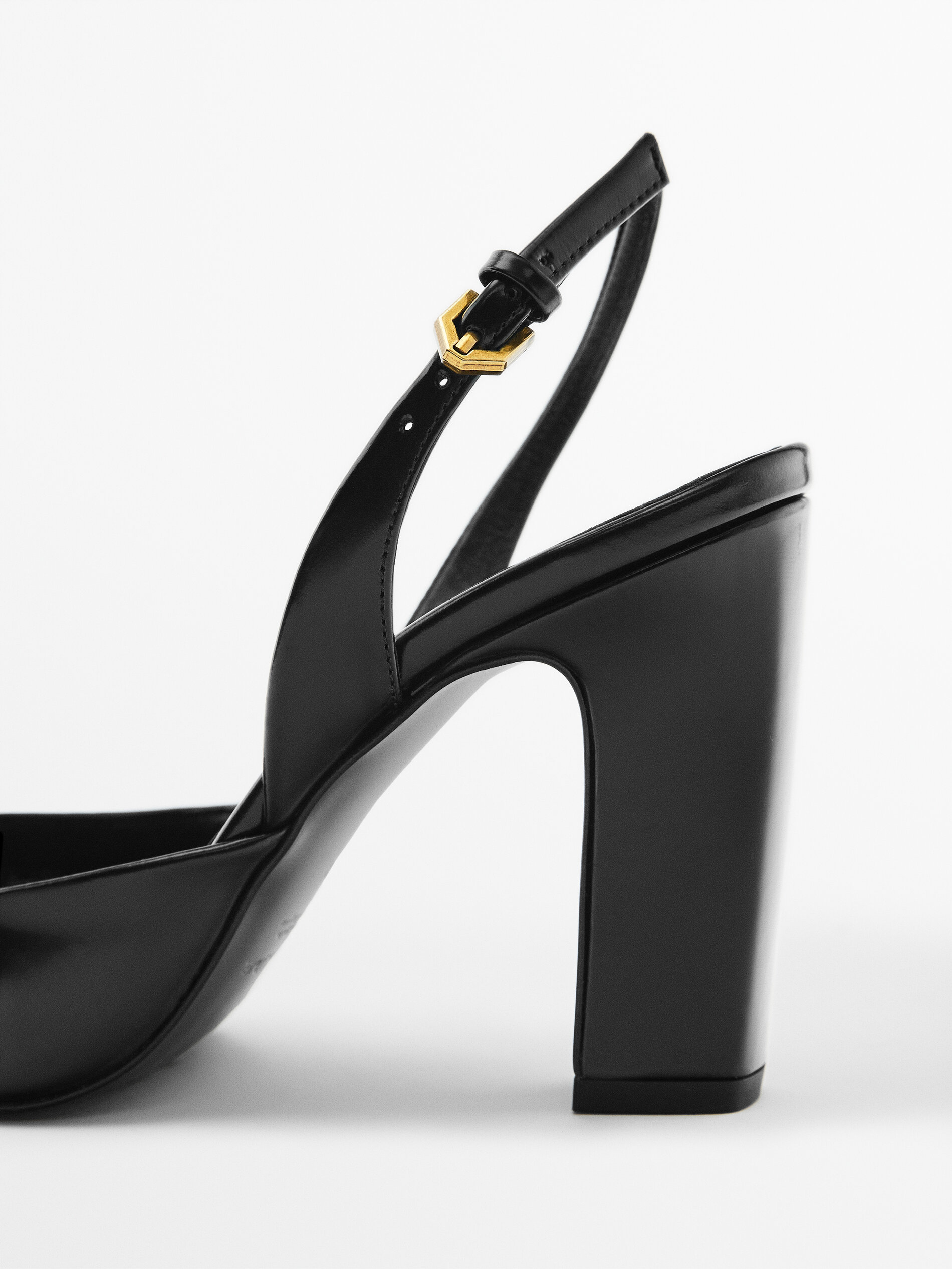 Zapato tacón piel destalonado - NEGRO