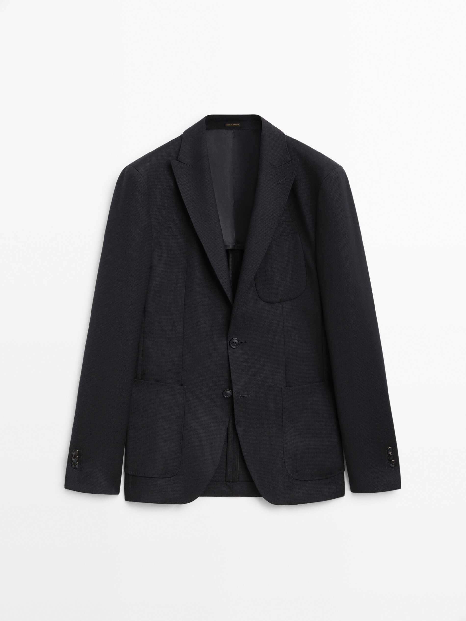 Americana estructura lana azul marino - AZUL MARINO