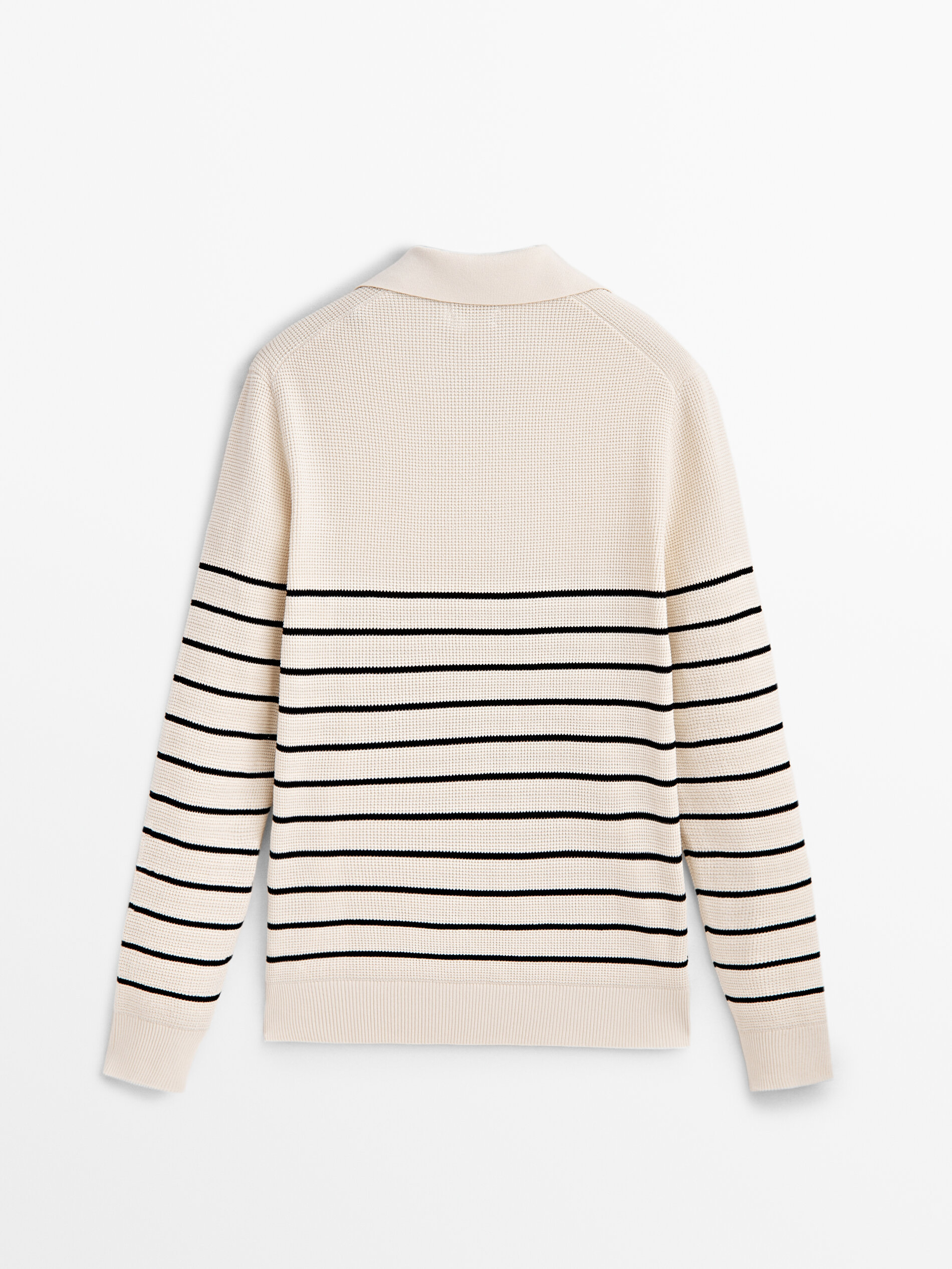 Jersey polo rayas estructura algodón - CRUDO