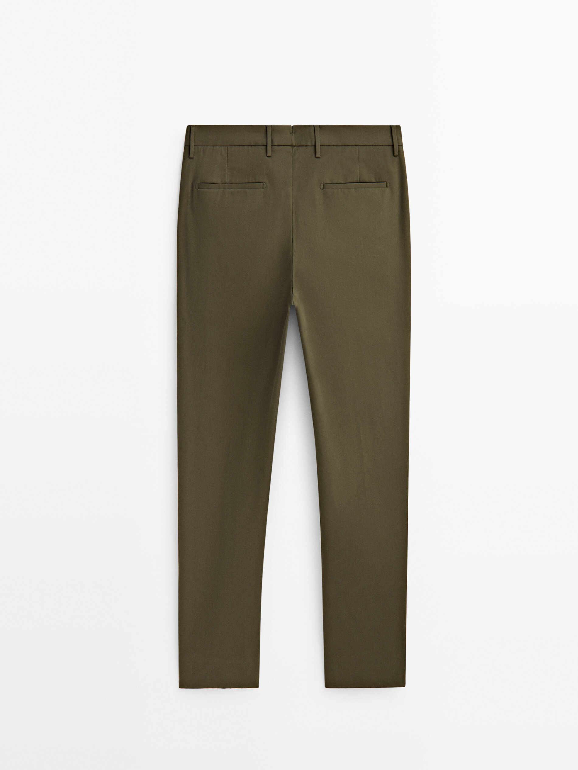 Pantalón traje mezcla algodón stretch -Studio - KAKI OSCURO