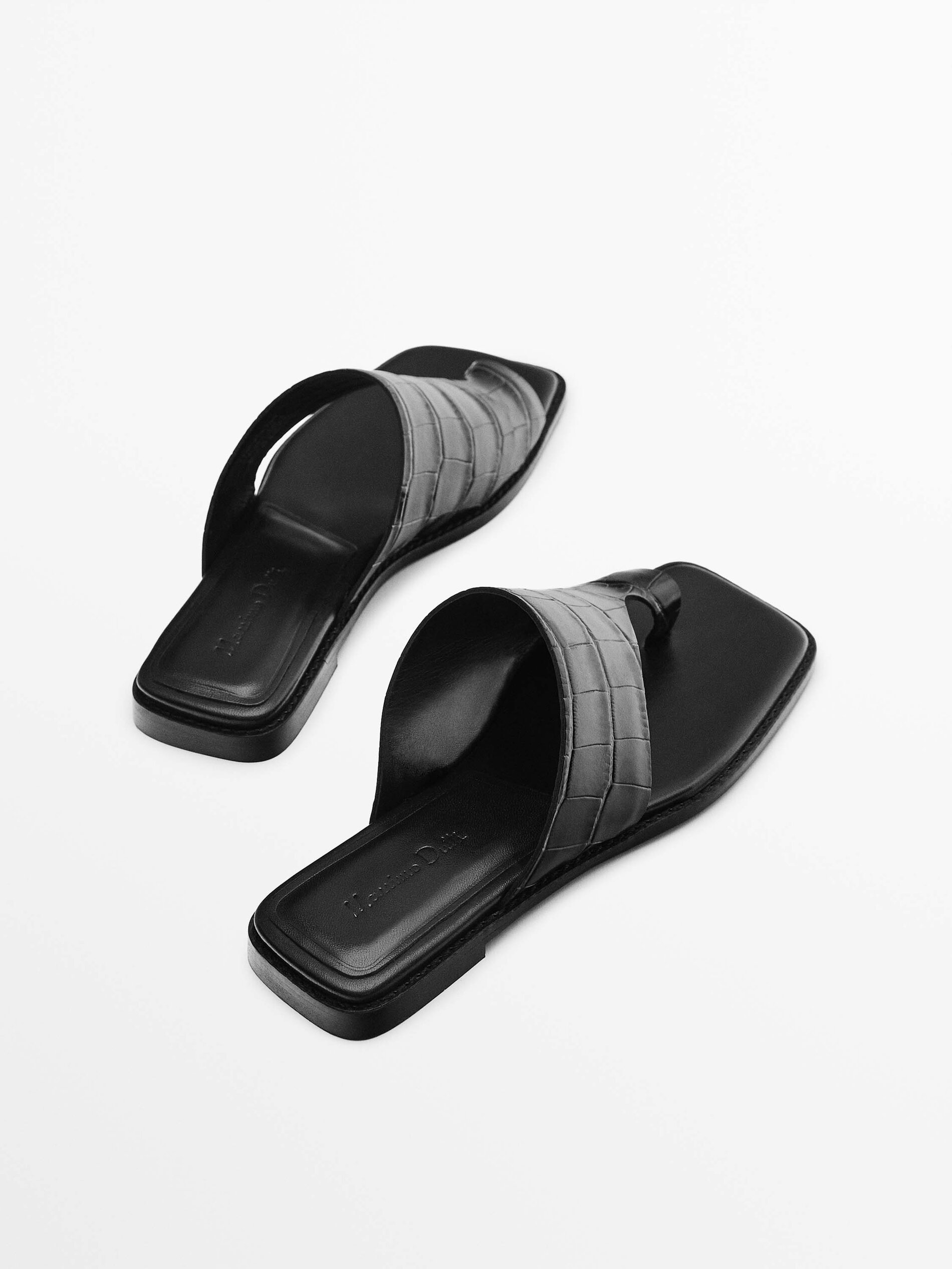 SANDALIA PLANA PIEL - NEGRO