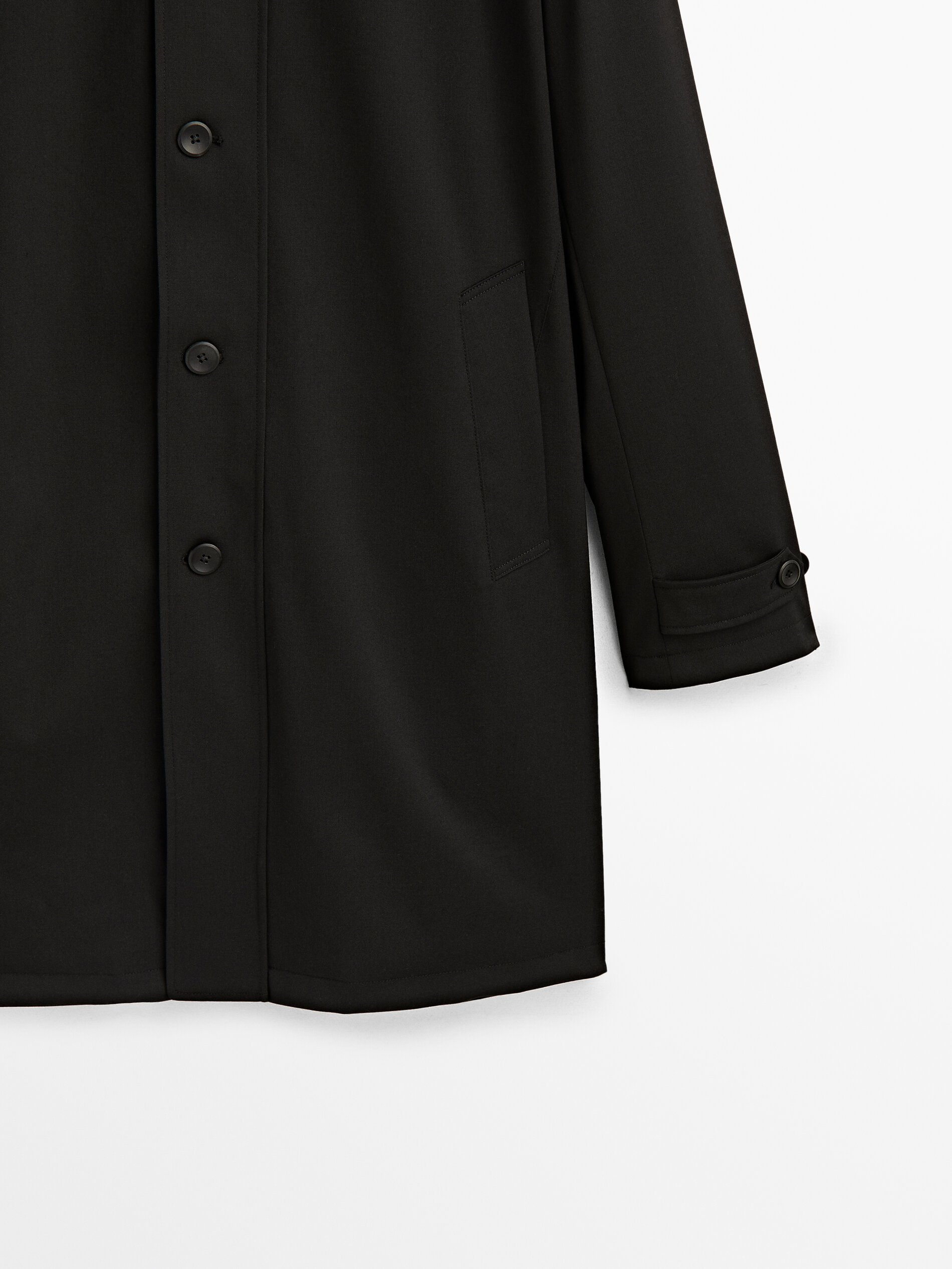 Chaqueta trench con lana - NEGRO