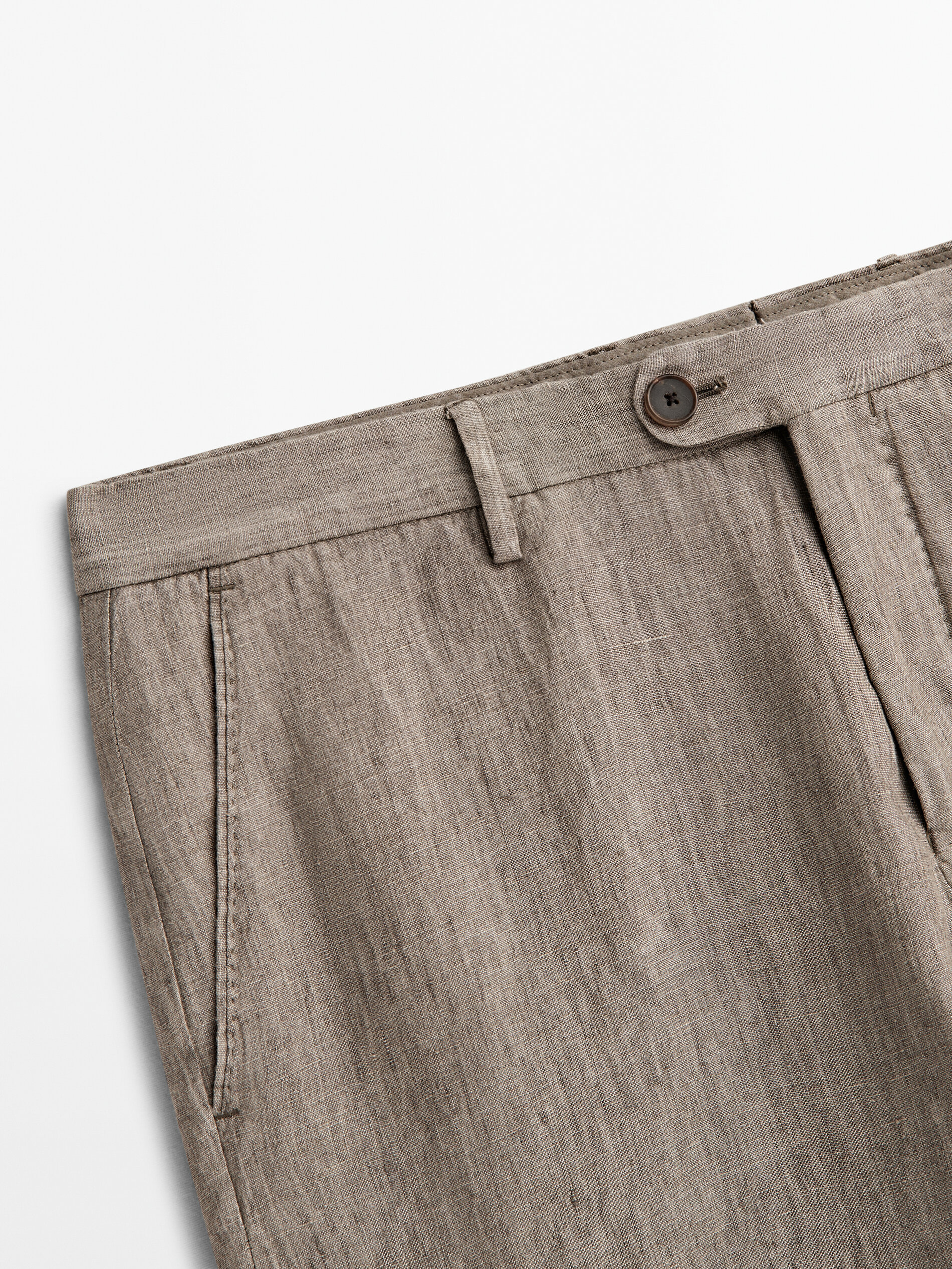 Pantalón traje lino delavé - BEIGE