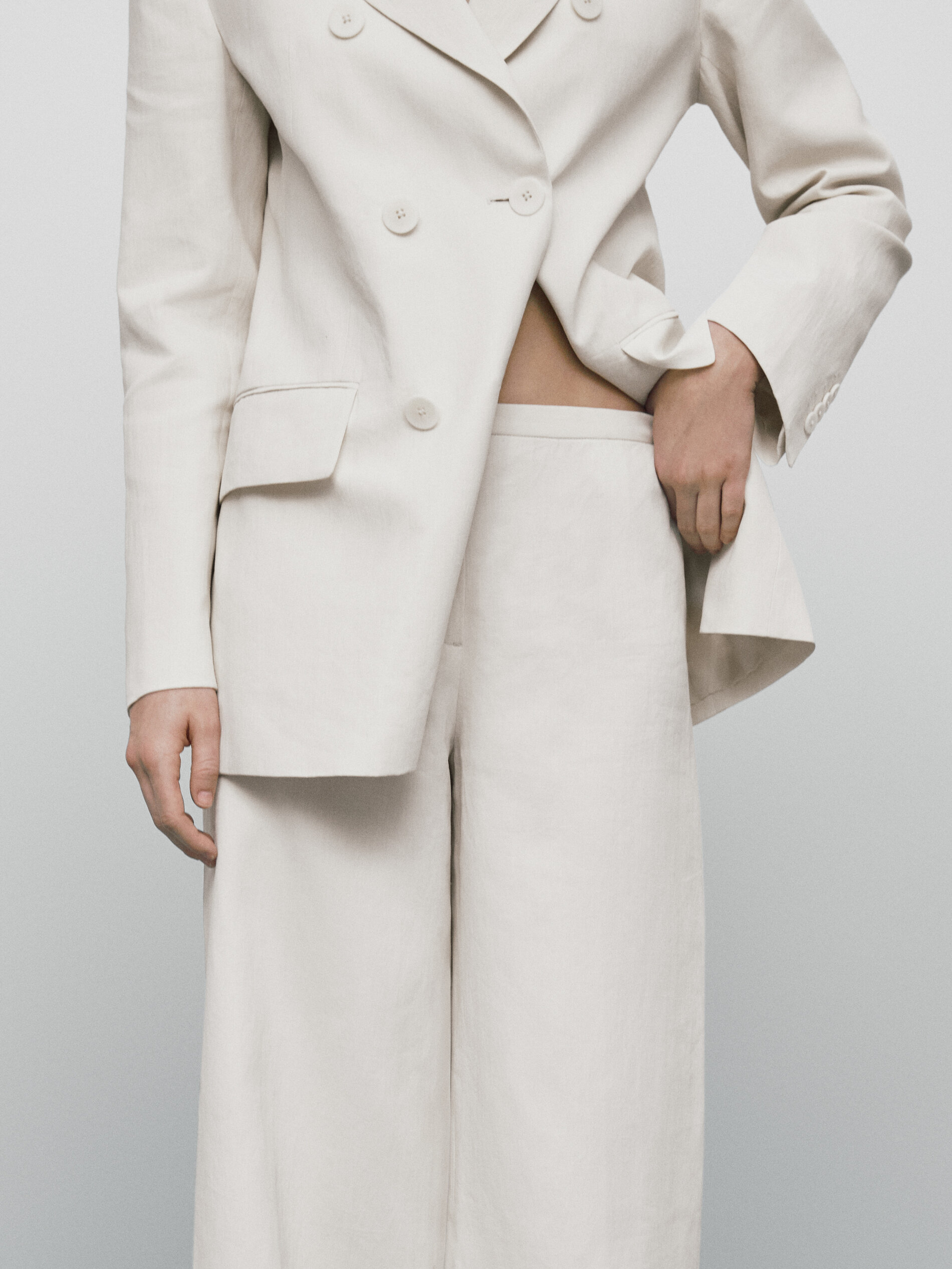 Pantalón traje lino Limited edition - MARFIL