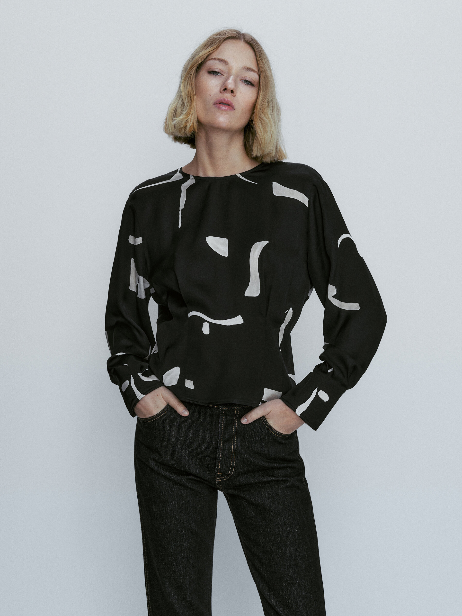 Camisa estampado abstracto - NEGRO