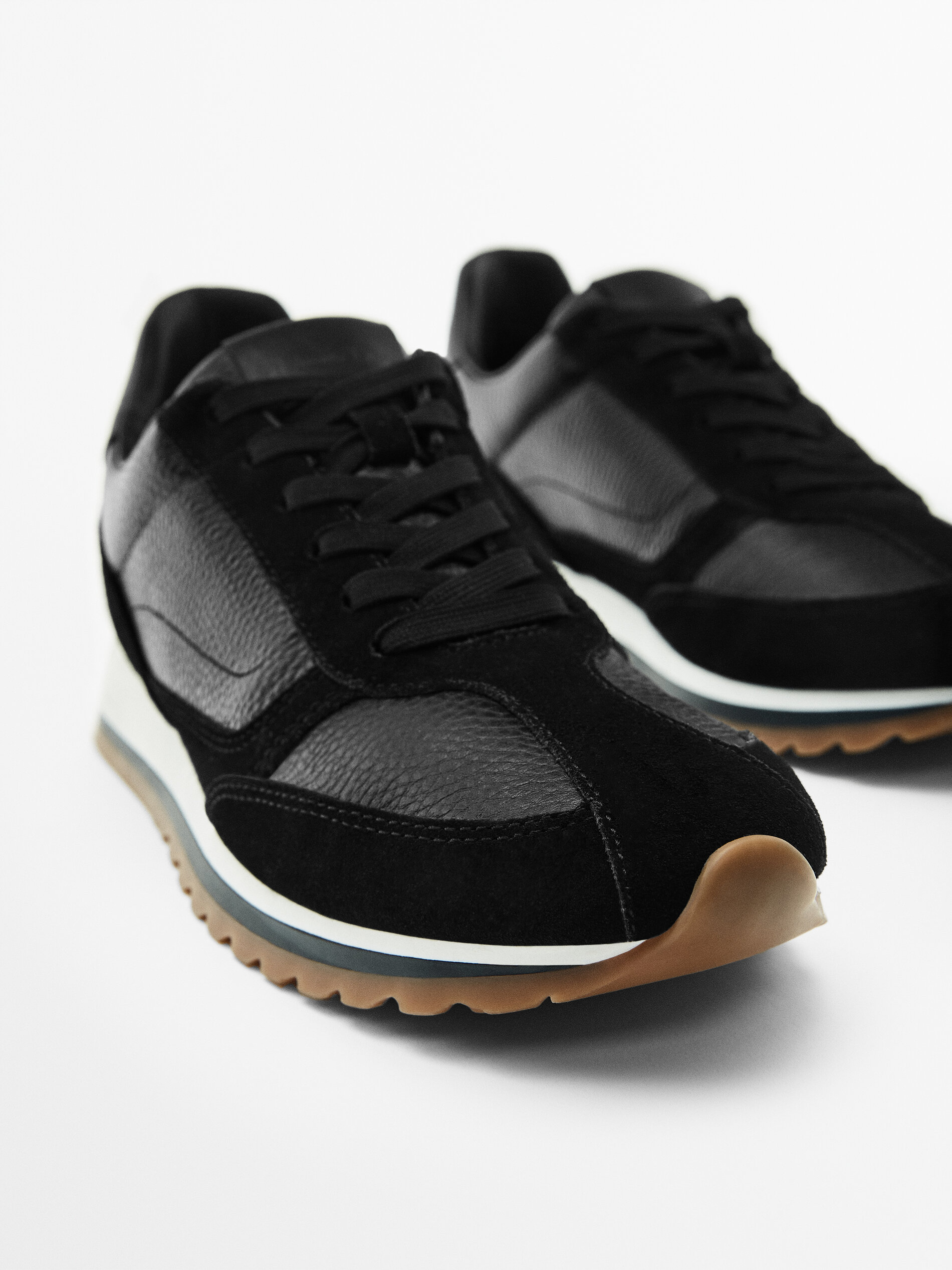 Deportivo piel combinado - NEGRO