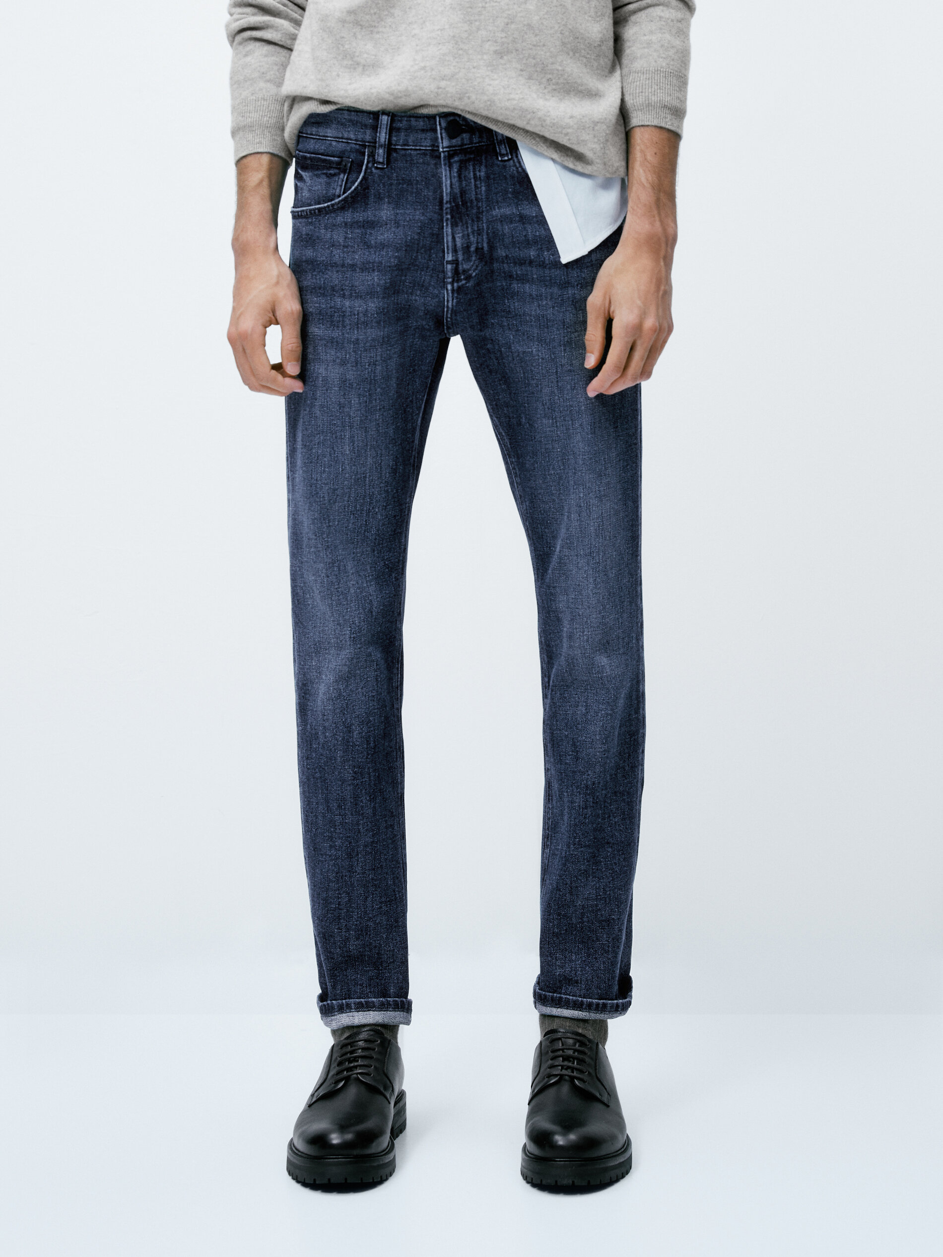 Pantalón vaquero stone wash regular fit - INDIGO