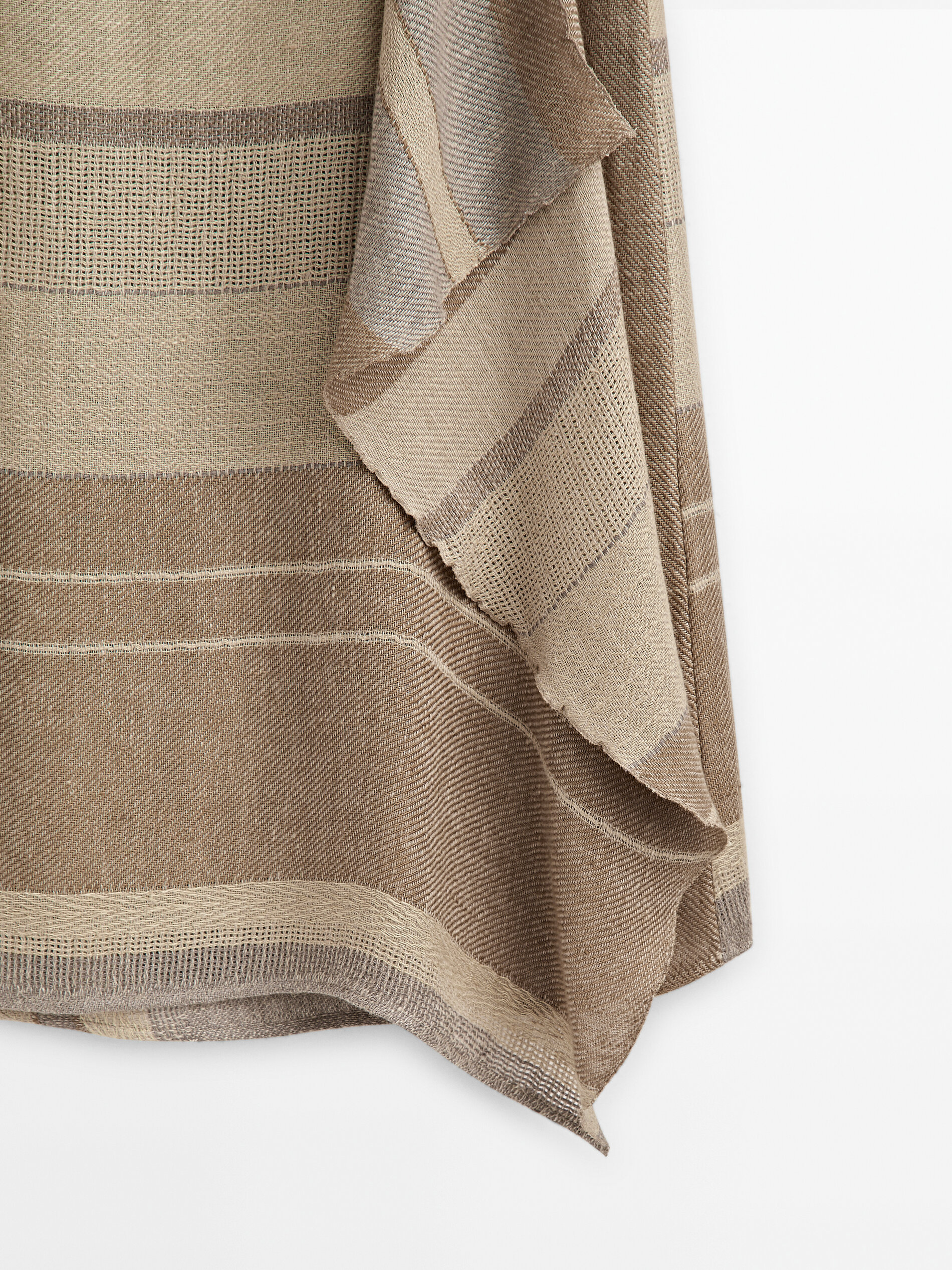 Falda rústica rayas 100% lino - MARRÓN