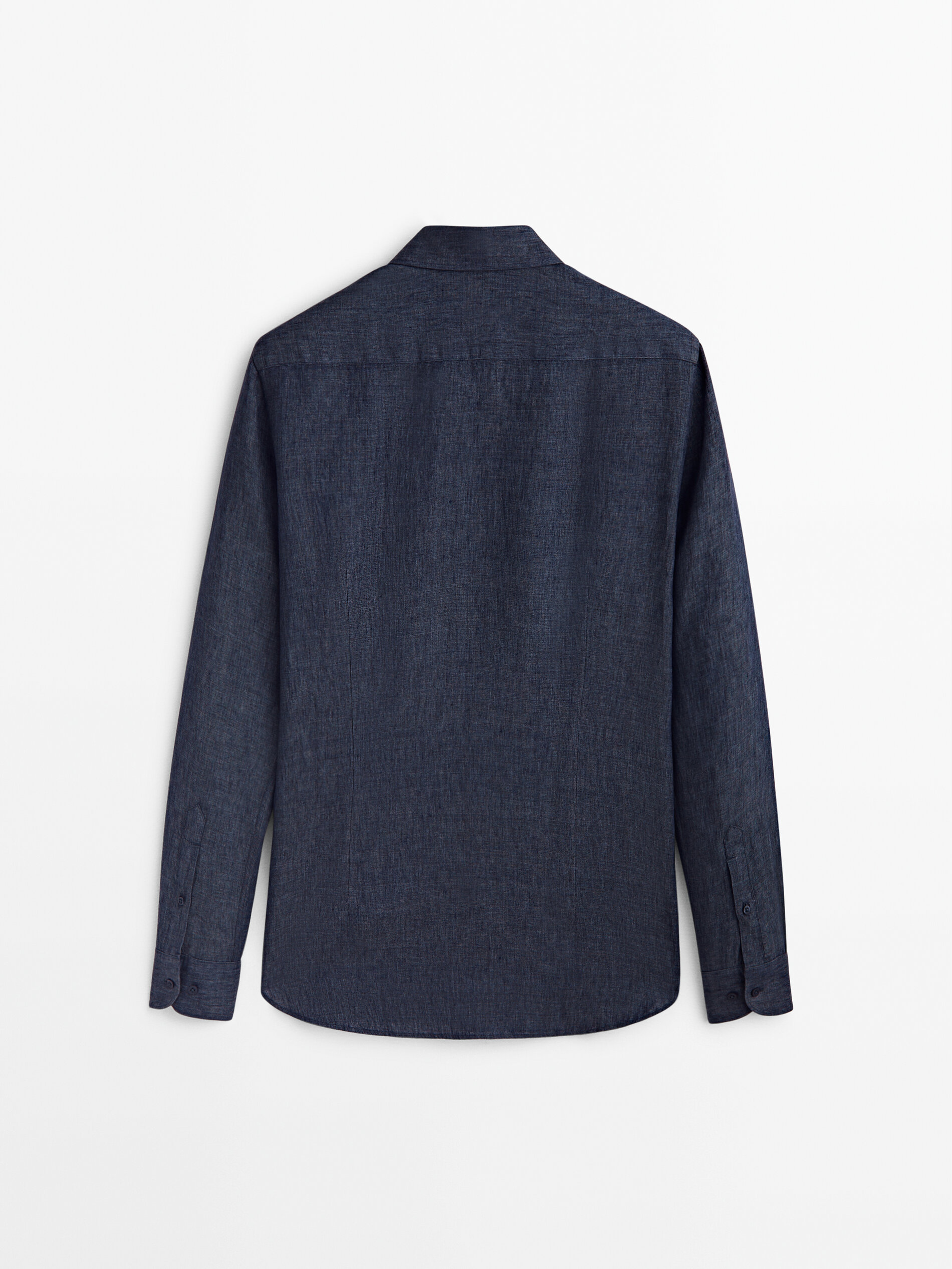 Camisa 100% lino delave slim fit - AZUL MARINO