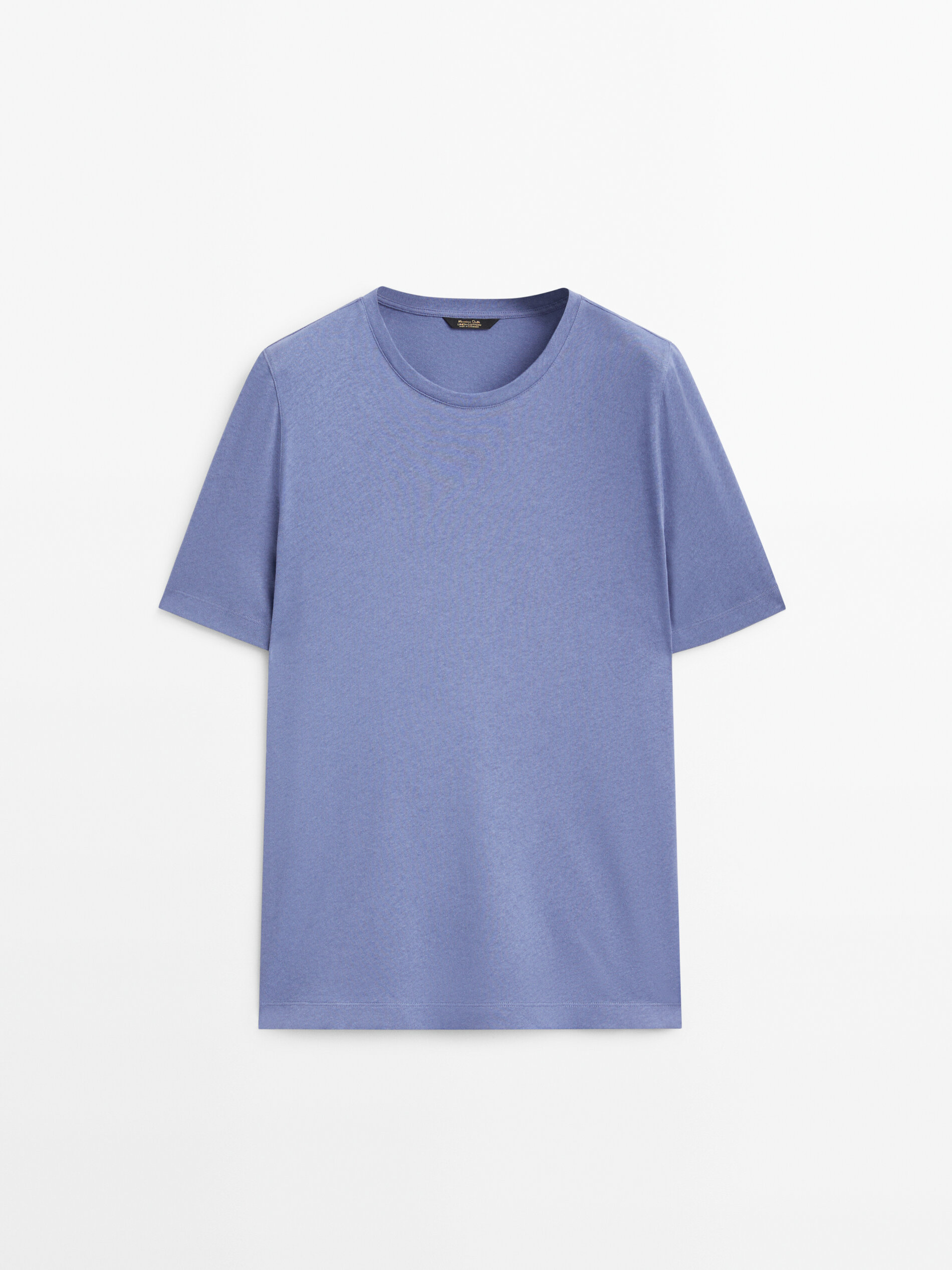 Camiseta manga corta con lino y algodón - AZULÓN