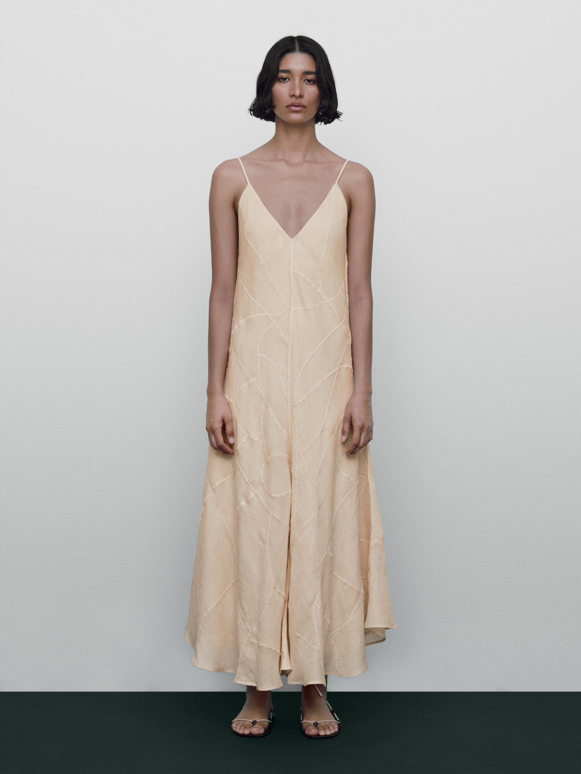 Vestido tirantes detalle bordados Limited edition - CRUDO