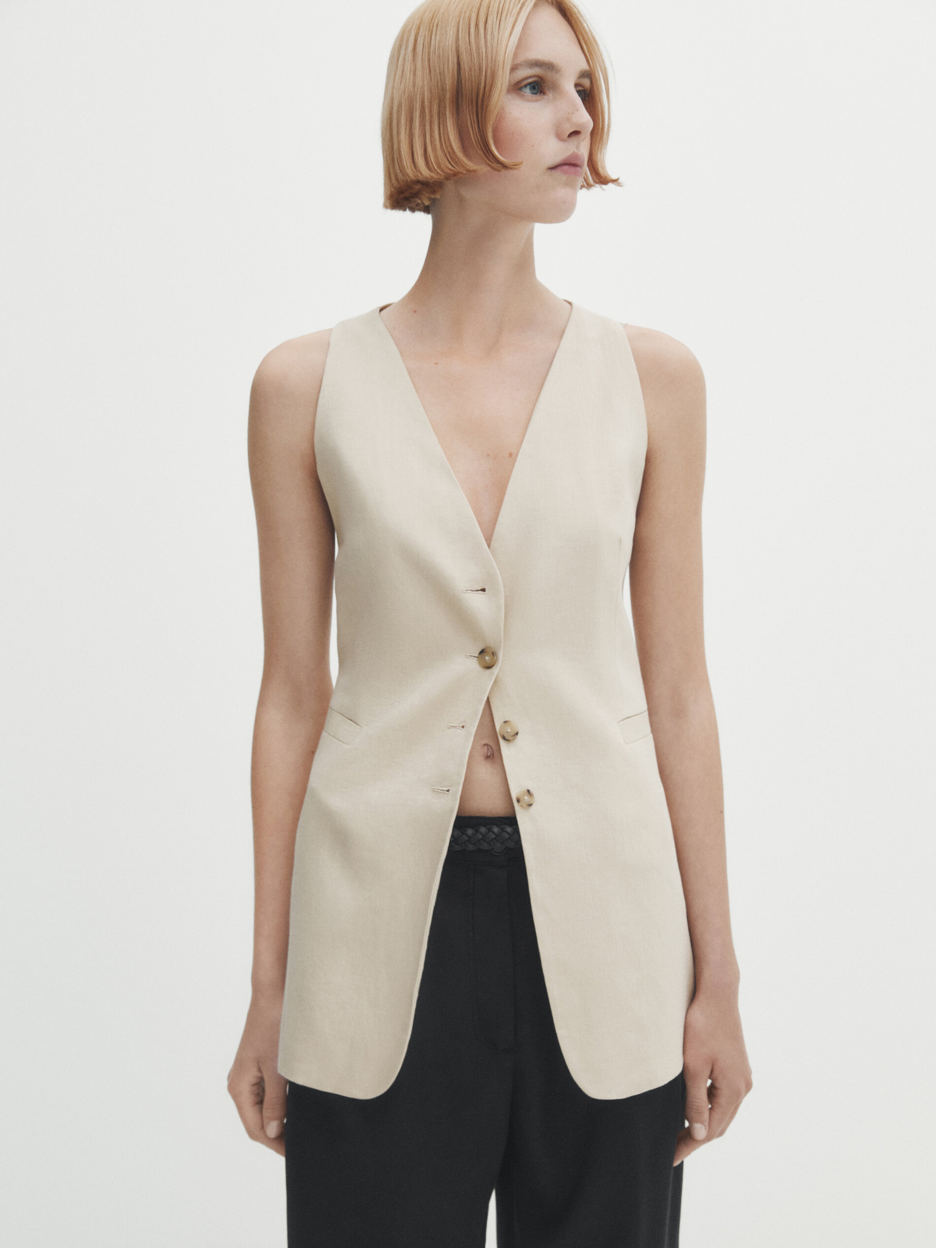 Pantalón fluido mezcla lyocell pinzas - NEGRO