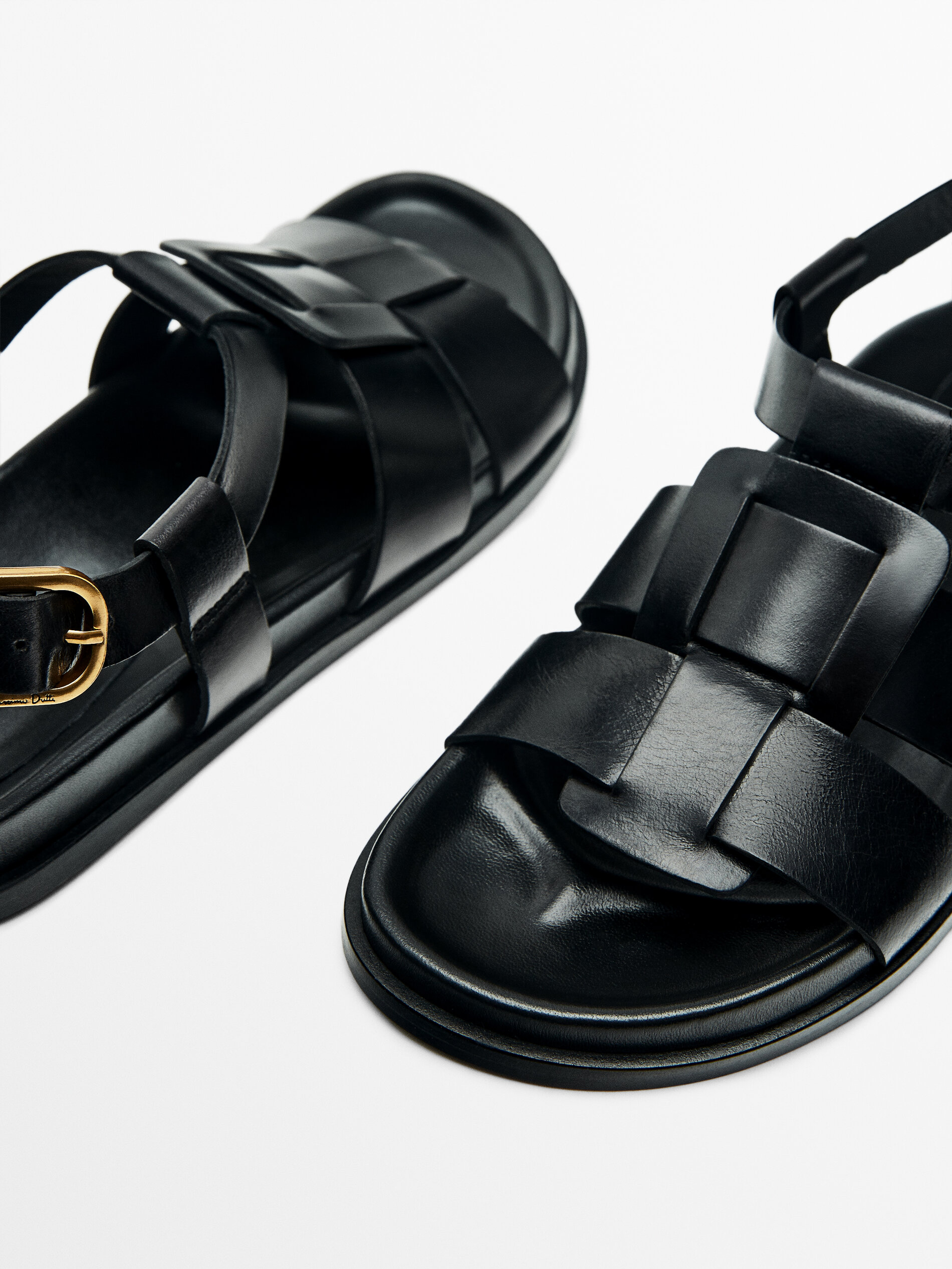 Sandalia plana tiras anchas - NEGRO