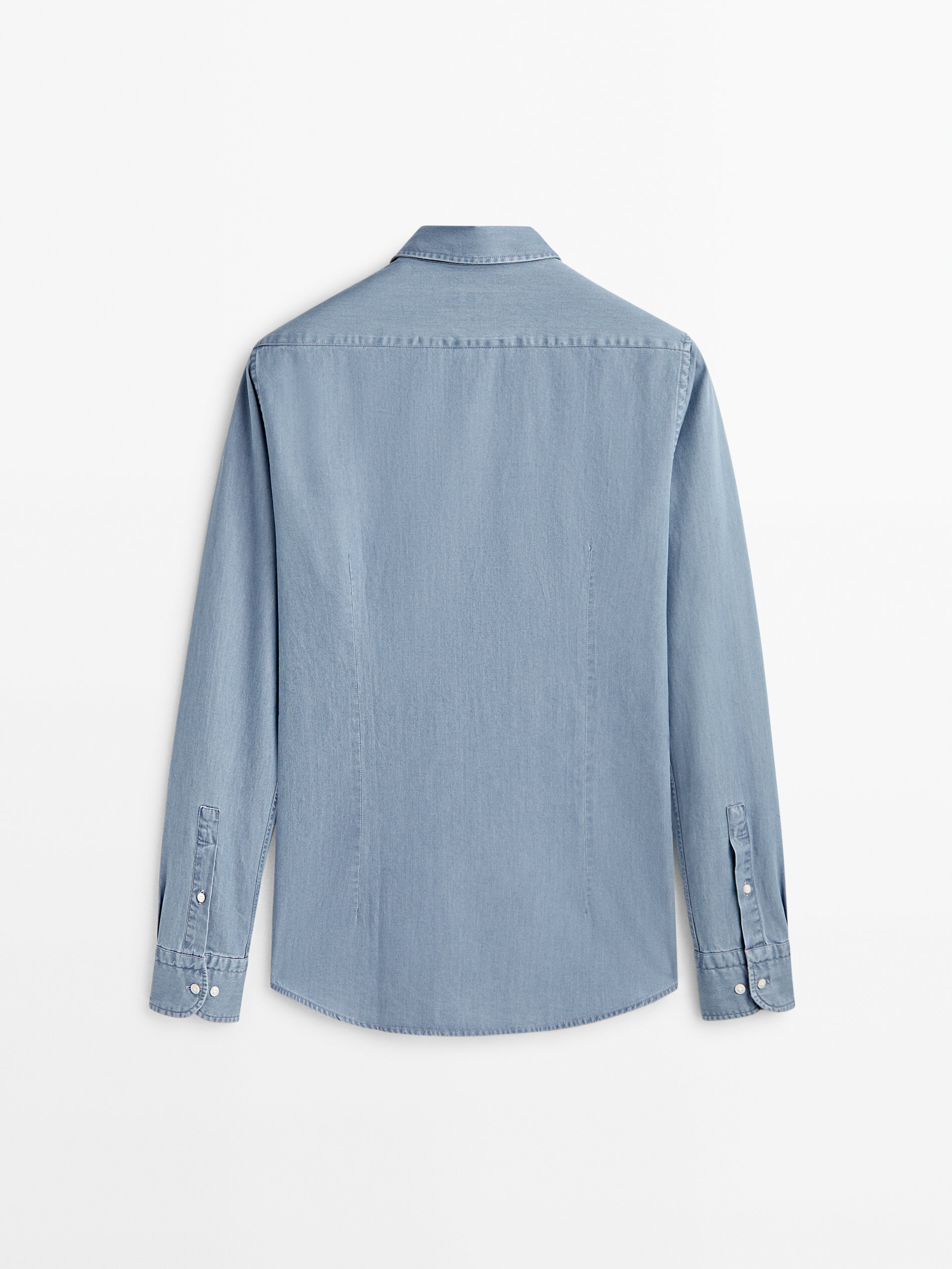 Camisa denim bleach wash slim fit - Azul Claro