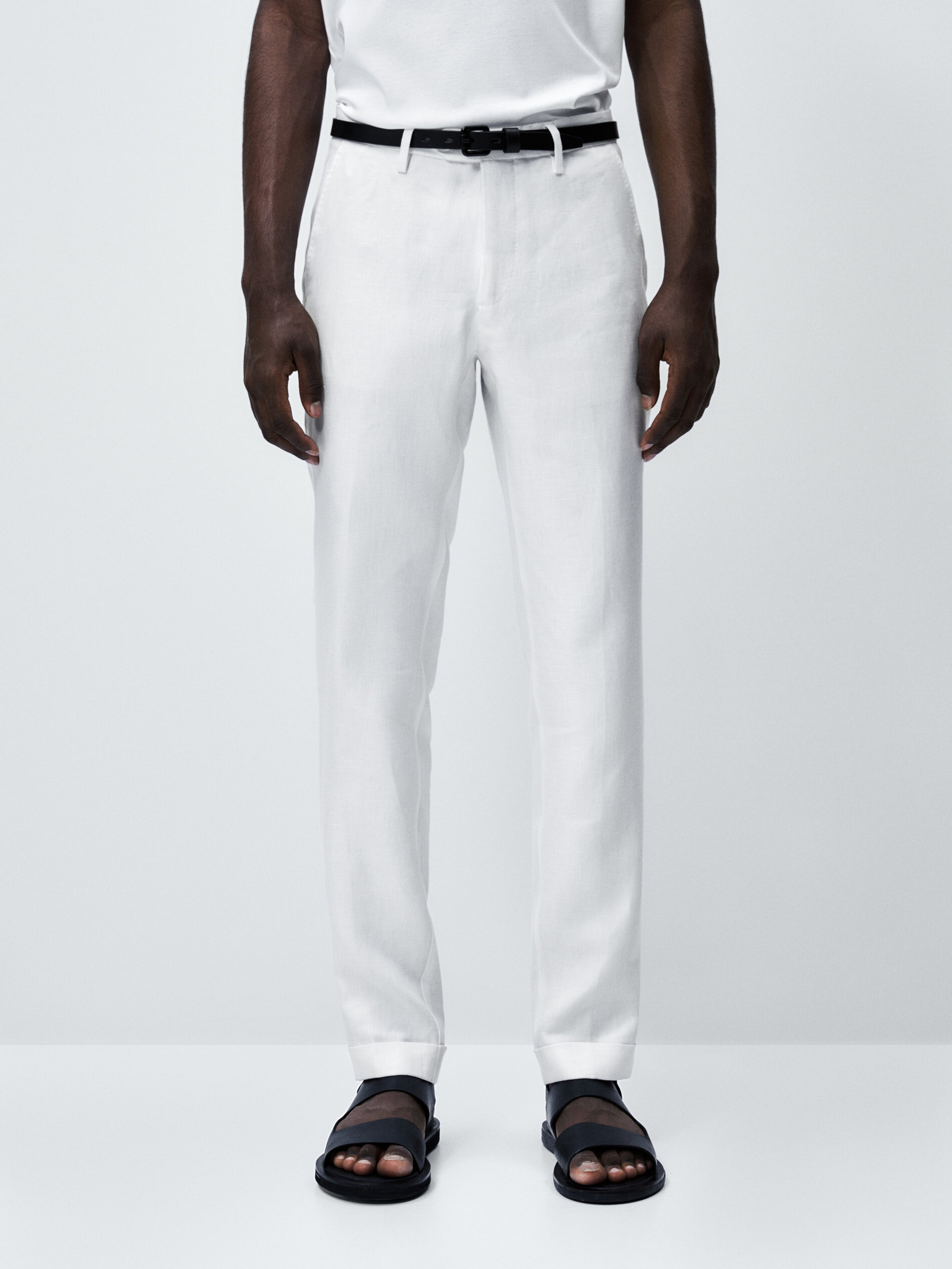 Pantalón traje 100% lino - BLANCO