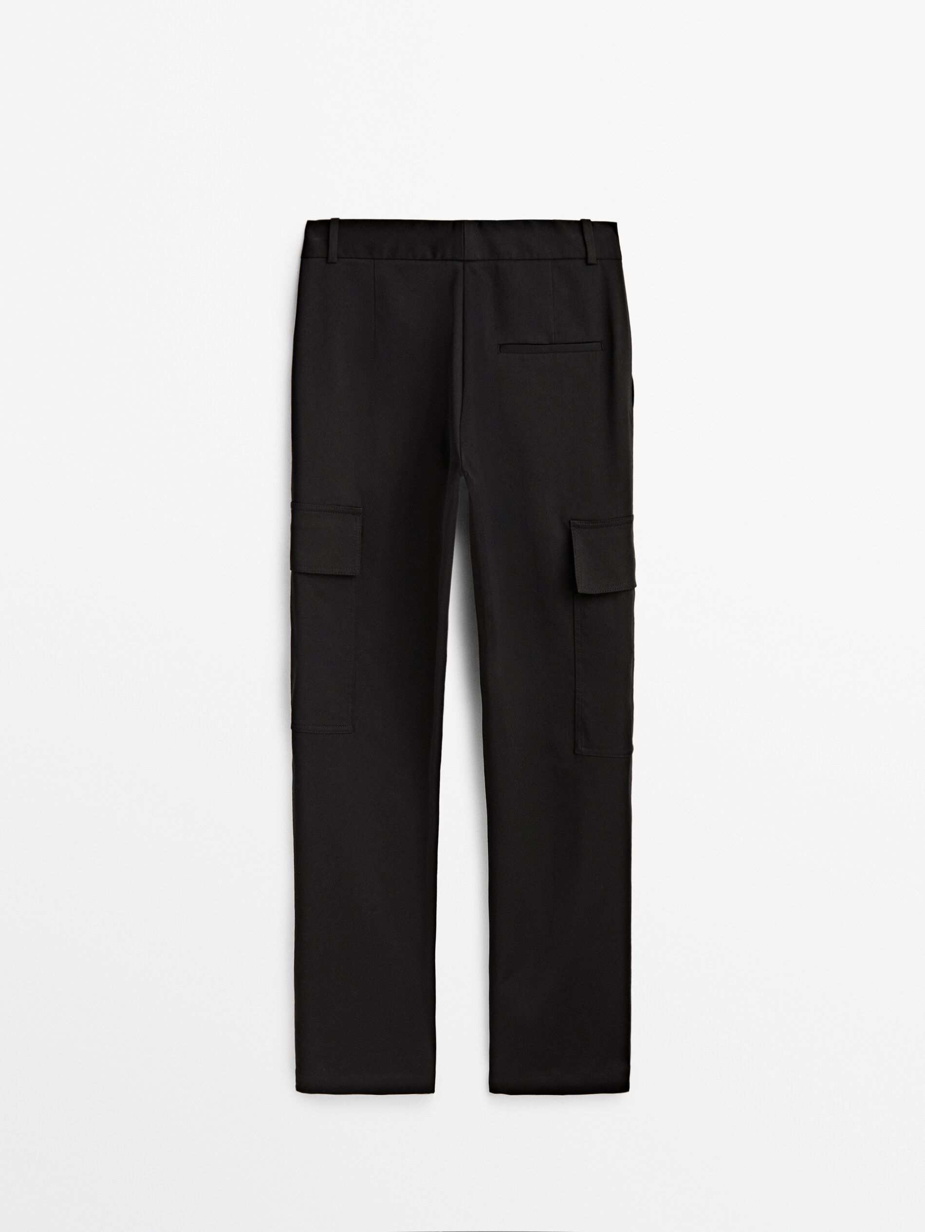 Pantalón negro pinzas cargo - NEGRO