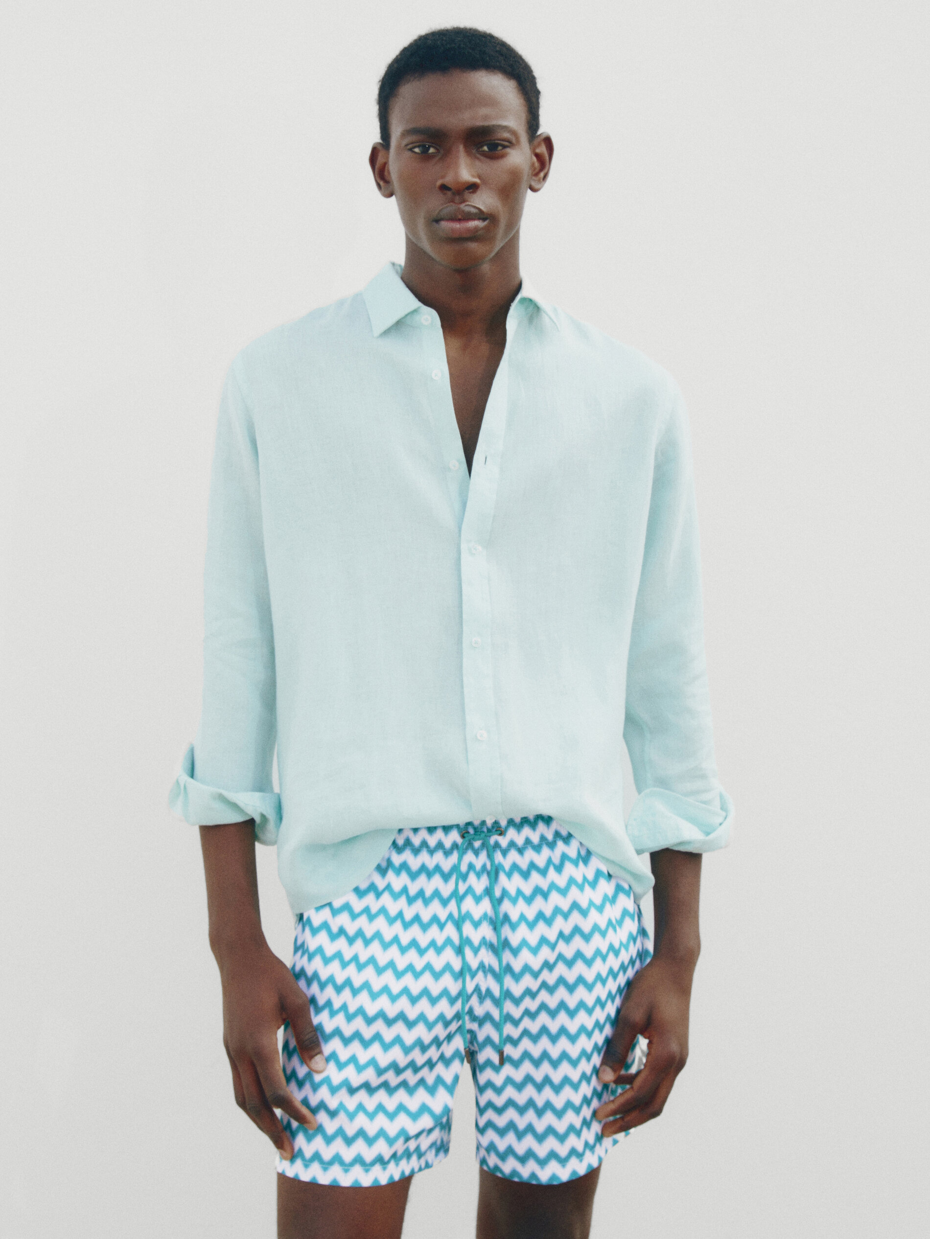 Bañador estampado zigzag - TURQUESA