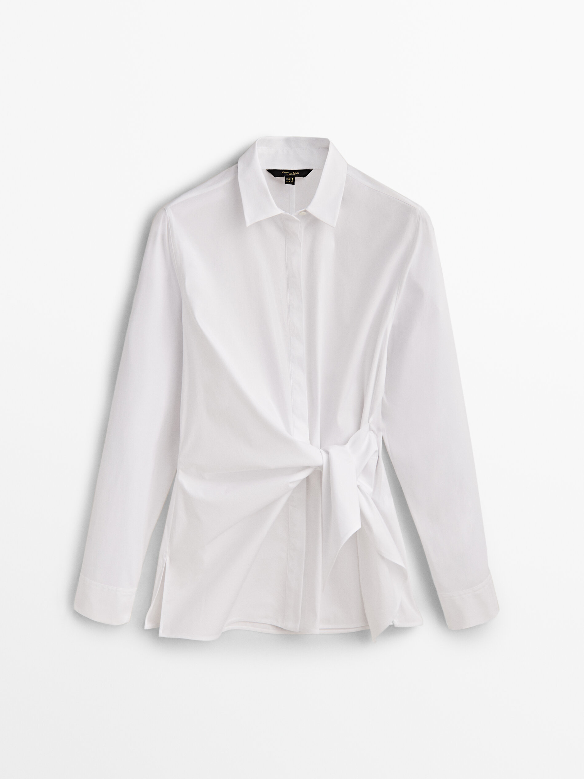 Camisa popelín detalle nudo - BLANCO