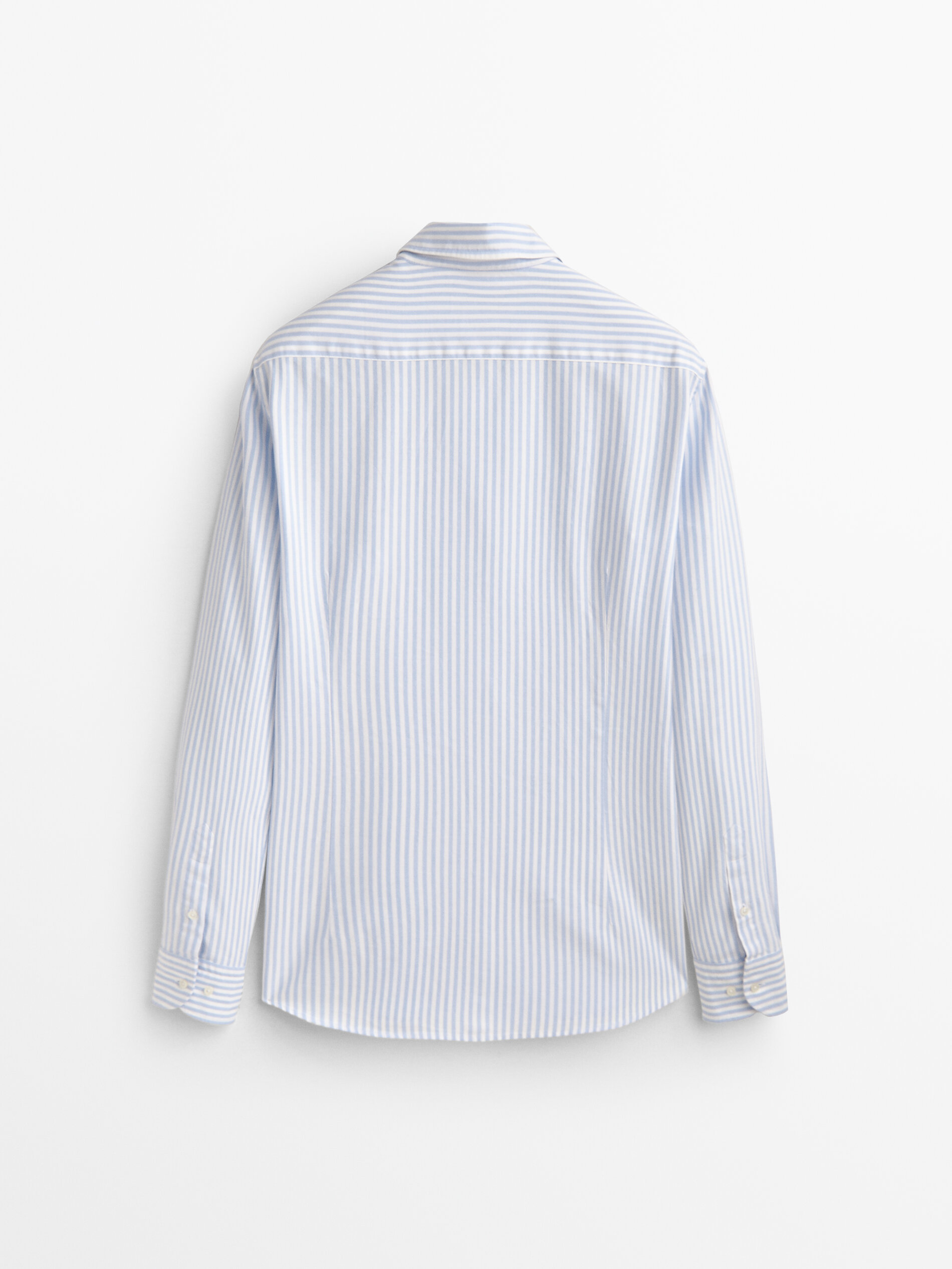 Camisa oxford rayas algodón slim fit - CELESTE