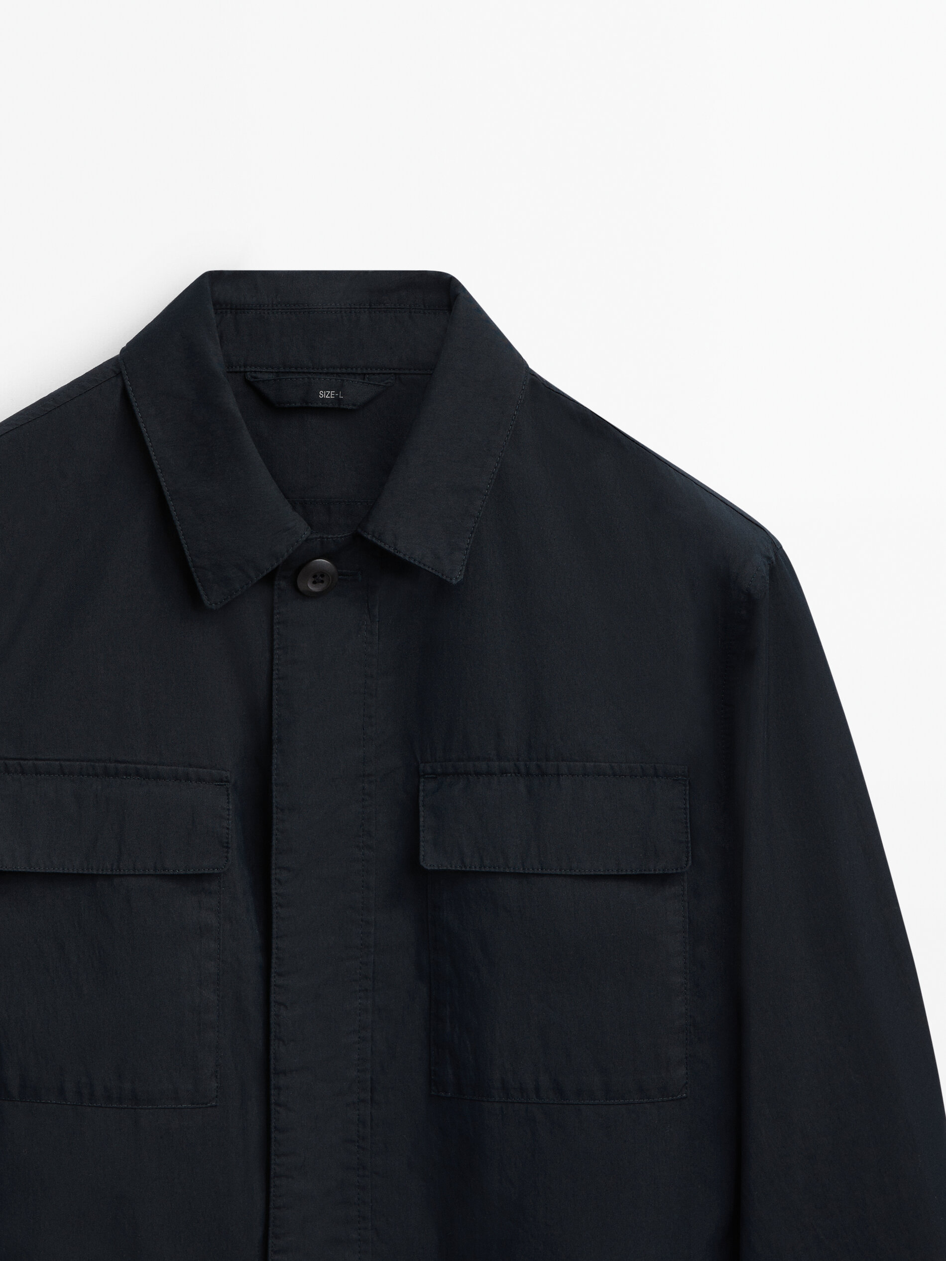 Sobrecamisa mezcla algodón bolsillos - AZUL MARINO