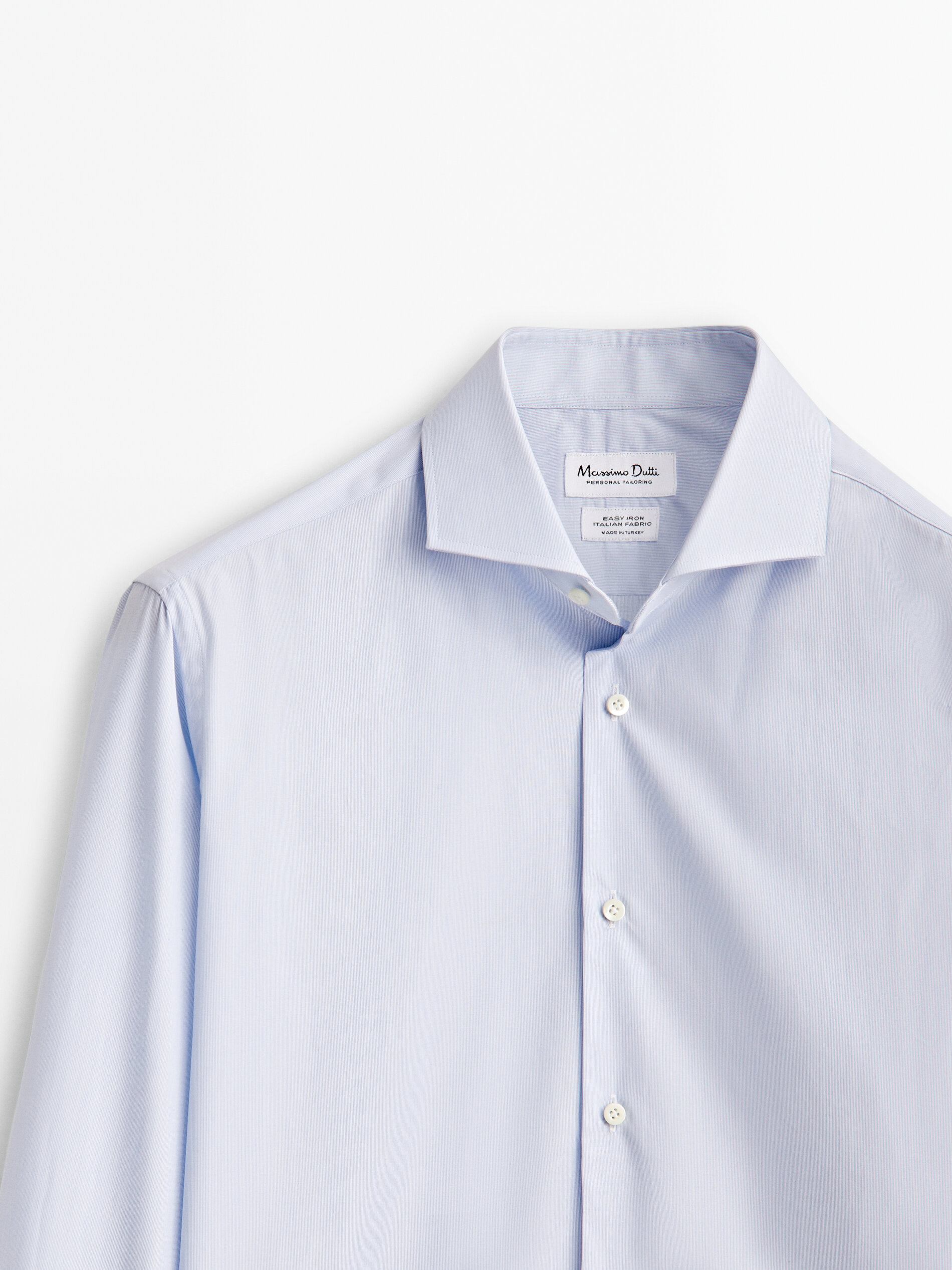 Camisa micro raya easy iron slim fit - CELESTE