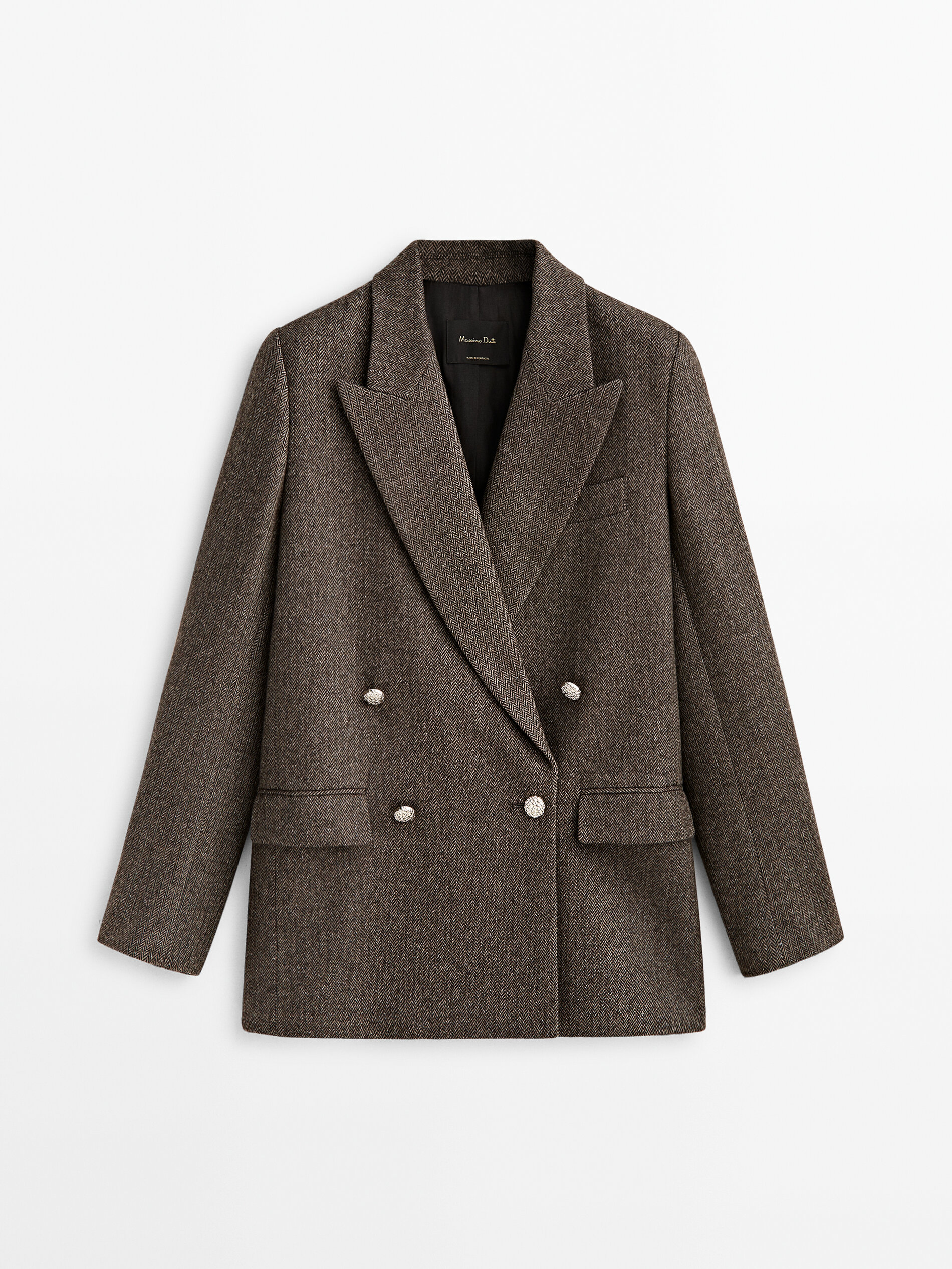 Americana cruzada espiga - MARRÓN