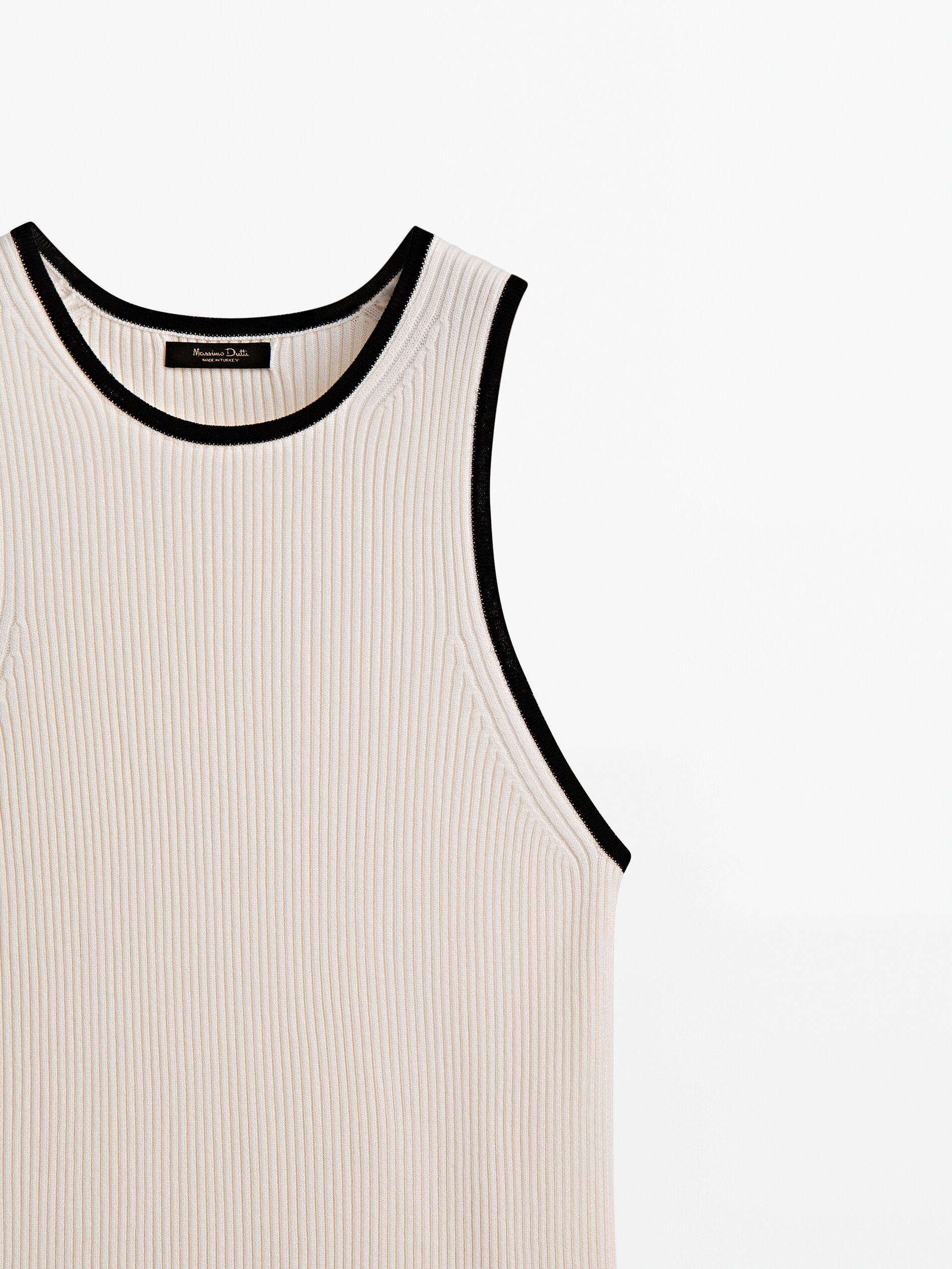 Top punto canalé contraste - CRUDO