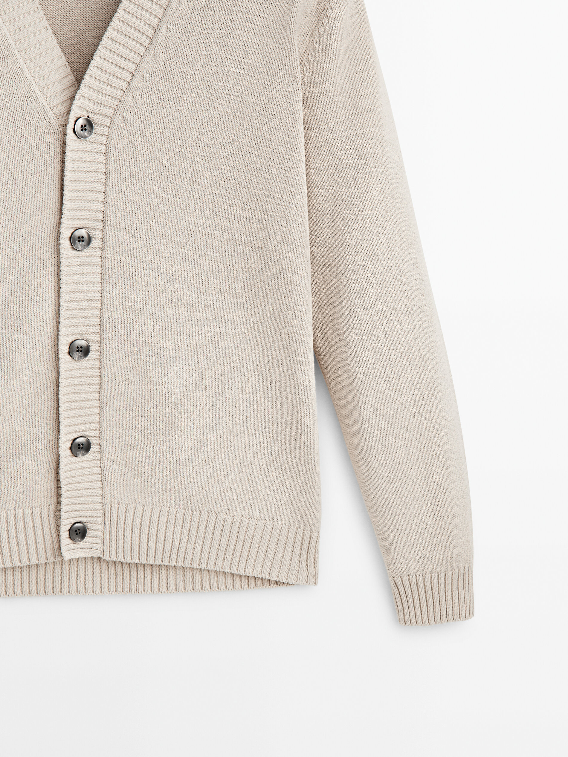 Cárdigan de punto mezcla algodón - Beige