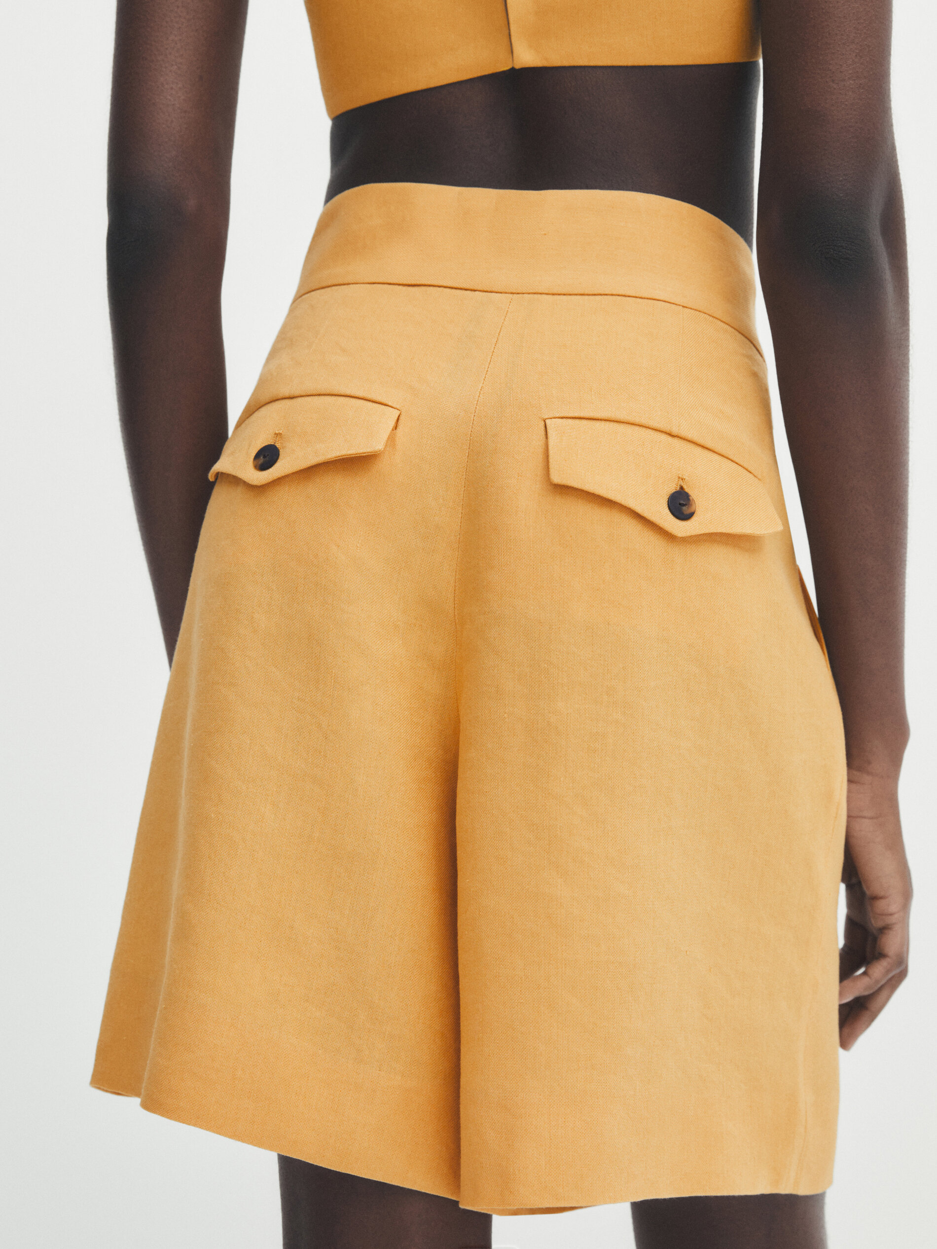 Bermuda larga pinzas - AMARILLO MOSTAZA