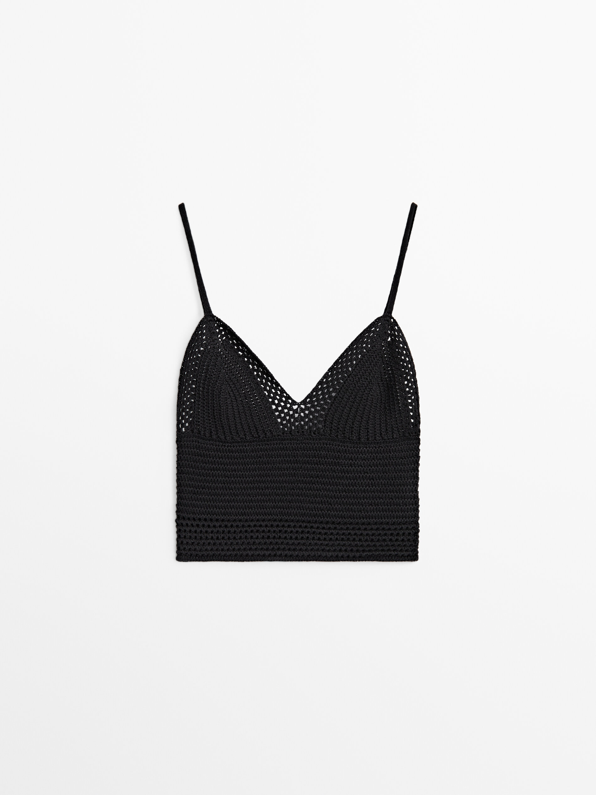 Top punto crochet tirantes - NEGRO