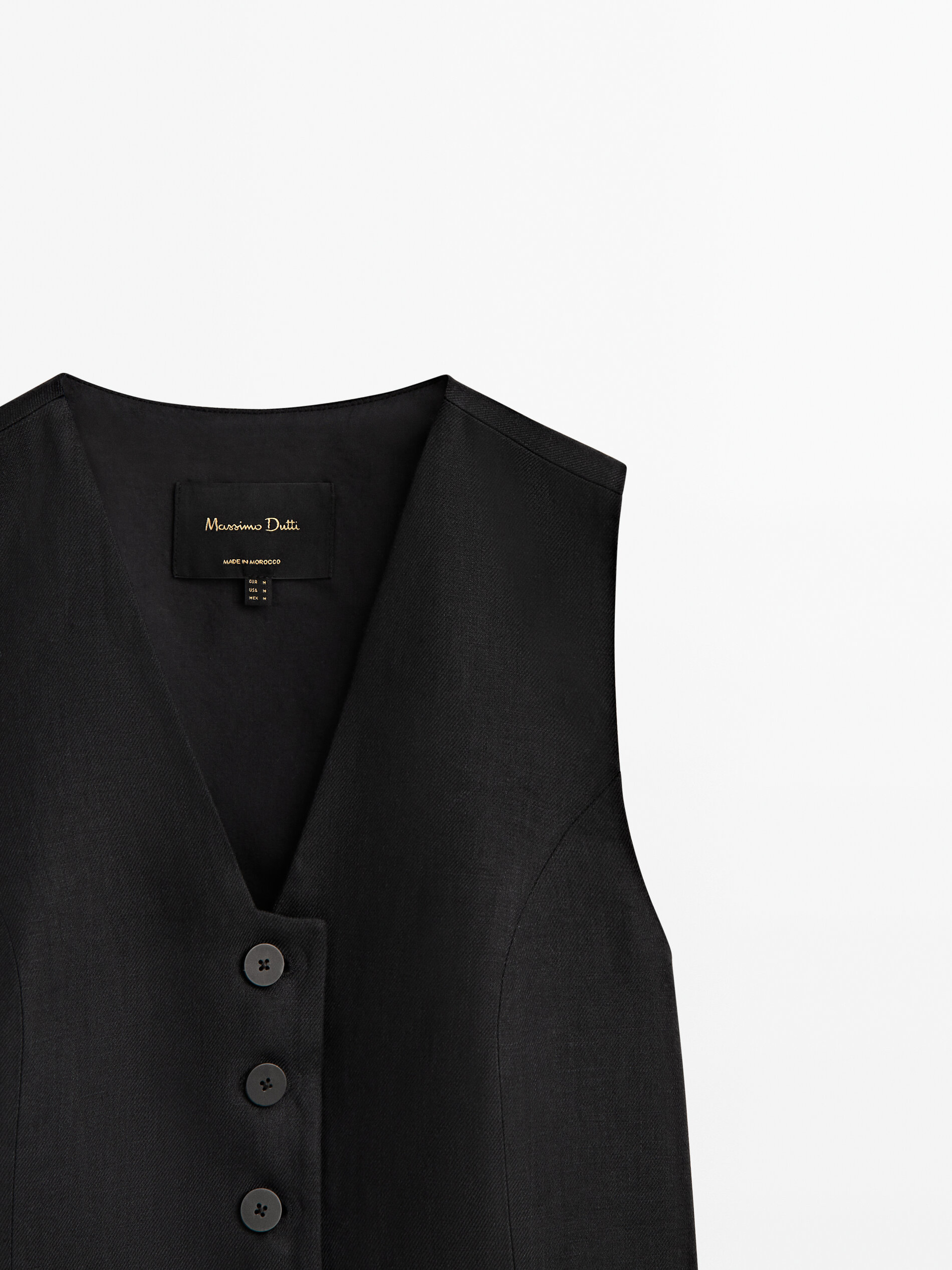 Chaleco corto traje 100% lino - NEGRO