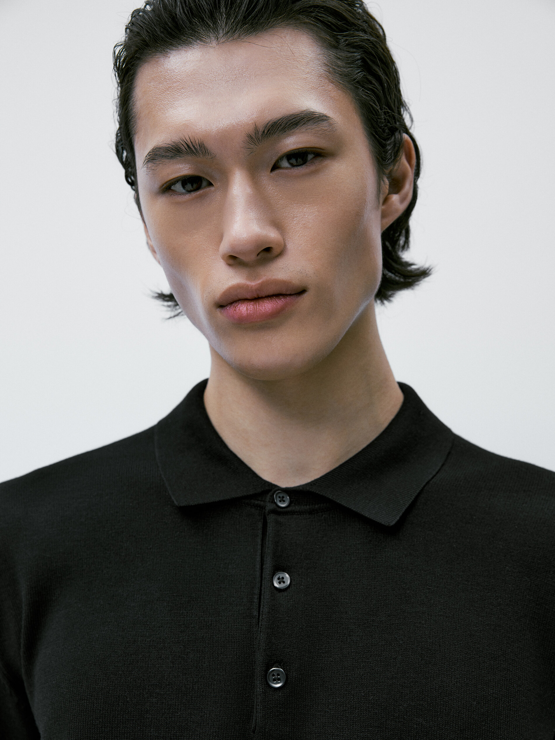 Jersey punto cuello polo confort - NEGRO