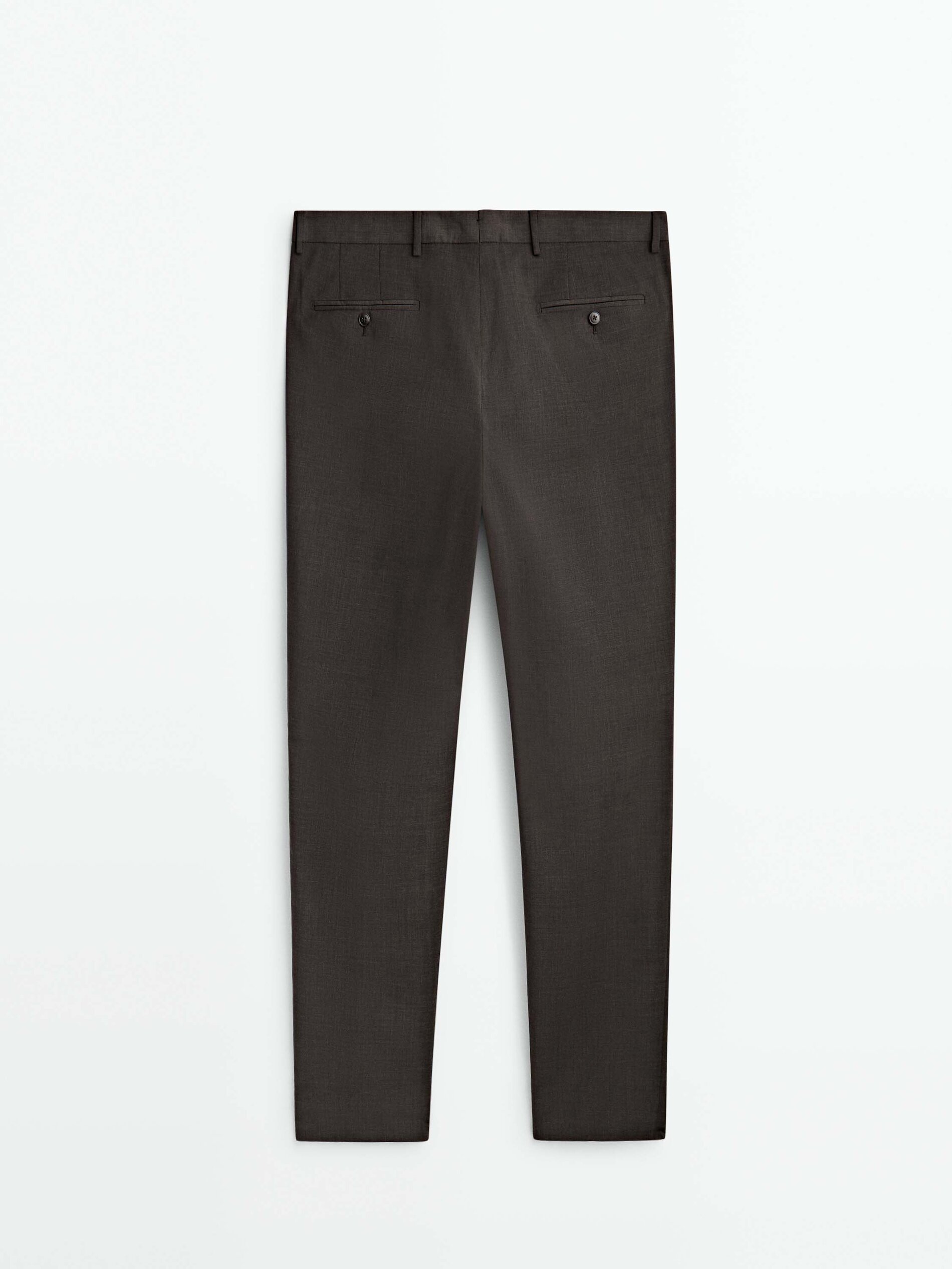 Pantalón traje marrón 100% lana - MARRÓN