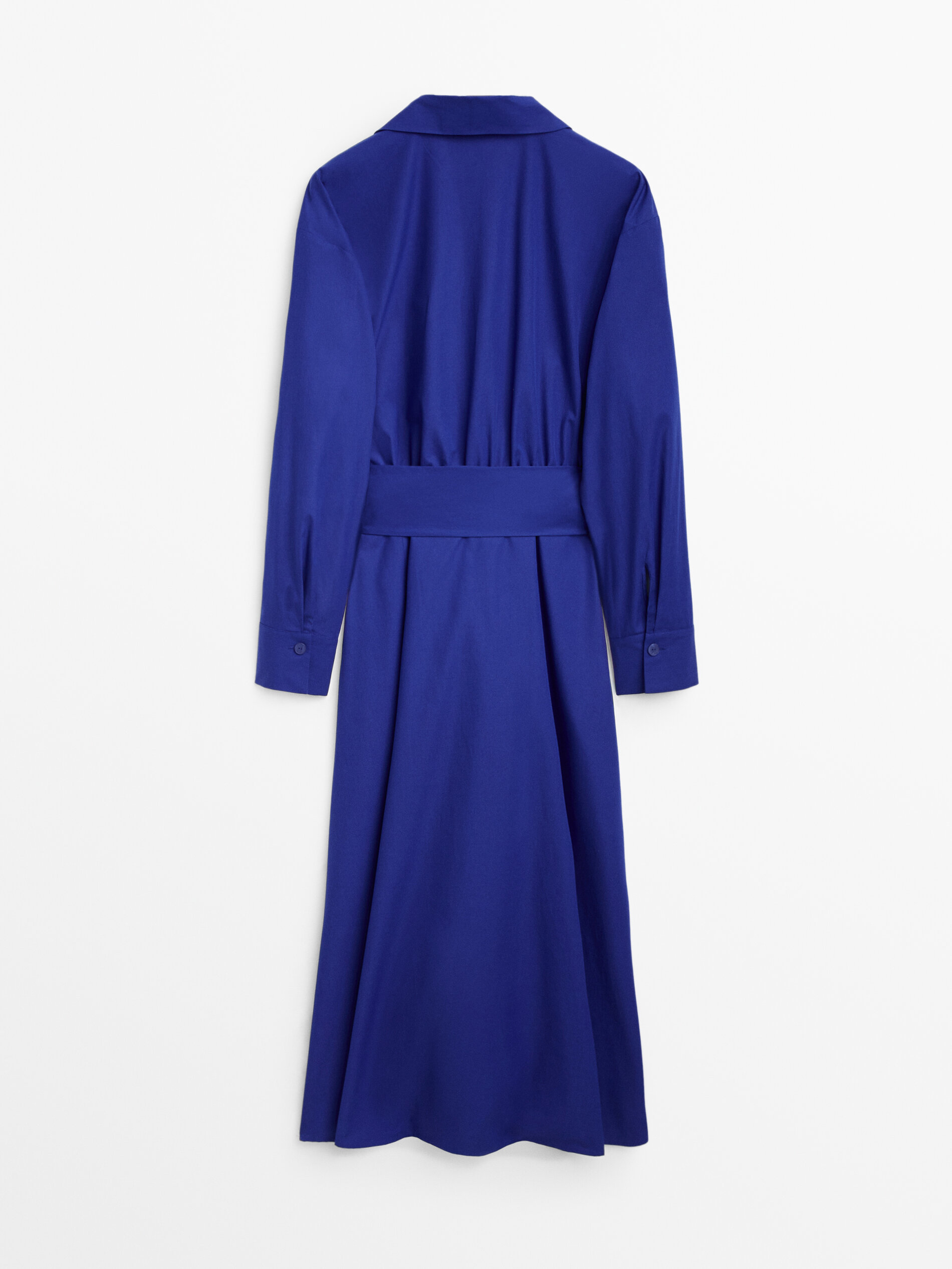 Vestido popelín cruzado lazada - AZUL ELÉCTRICO