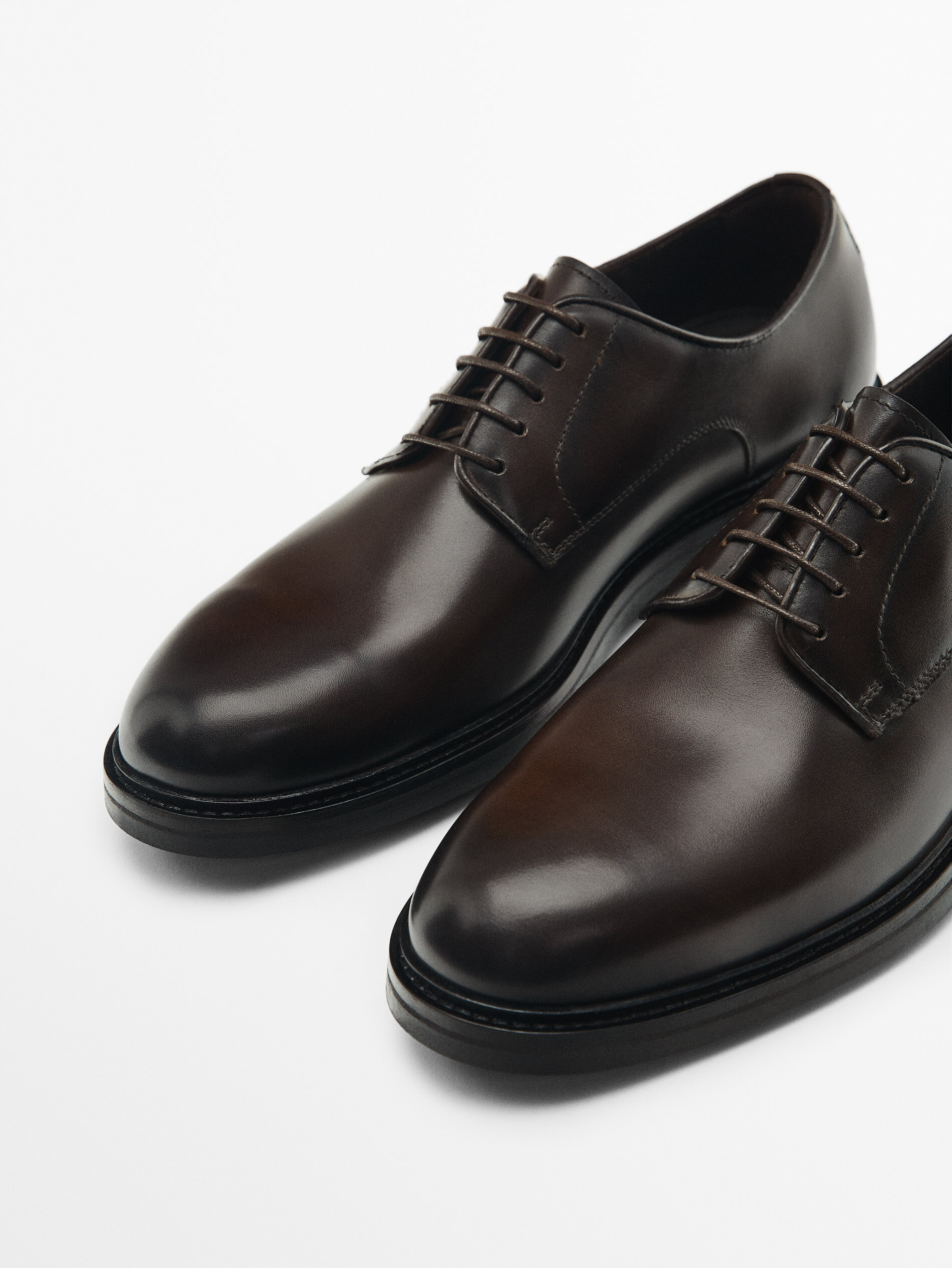 Zapato derby piel marrón - MARRÓN