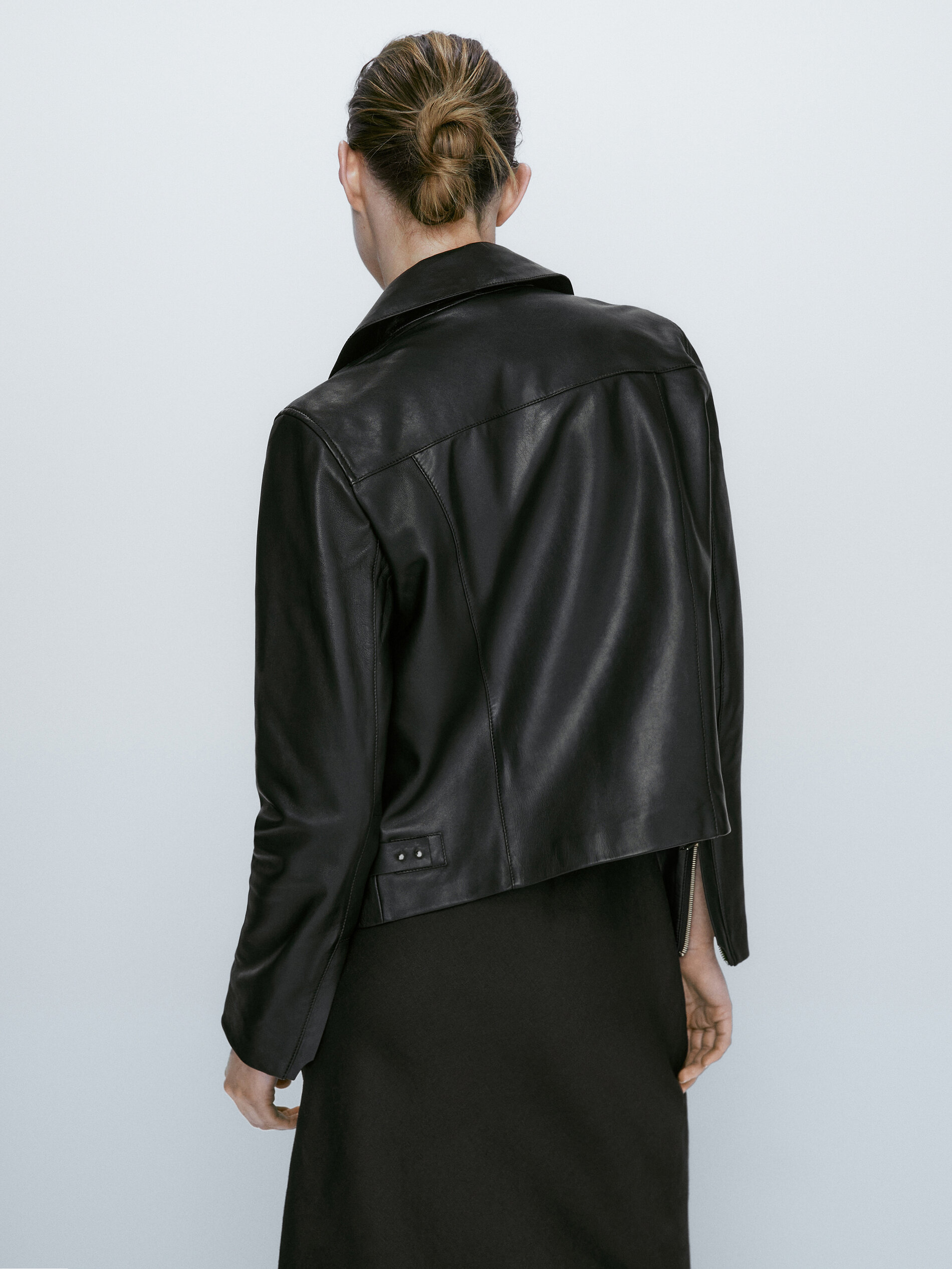 Chaqueta biker piel napa - NEGRO