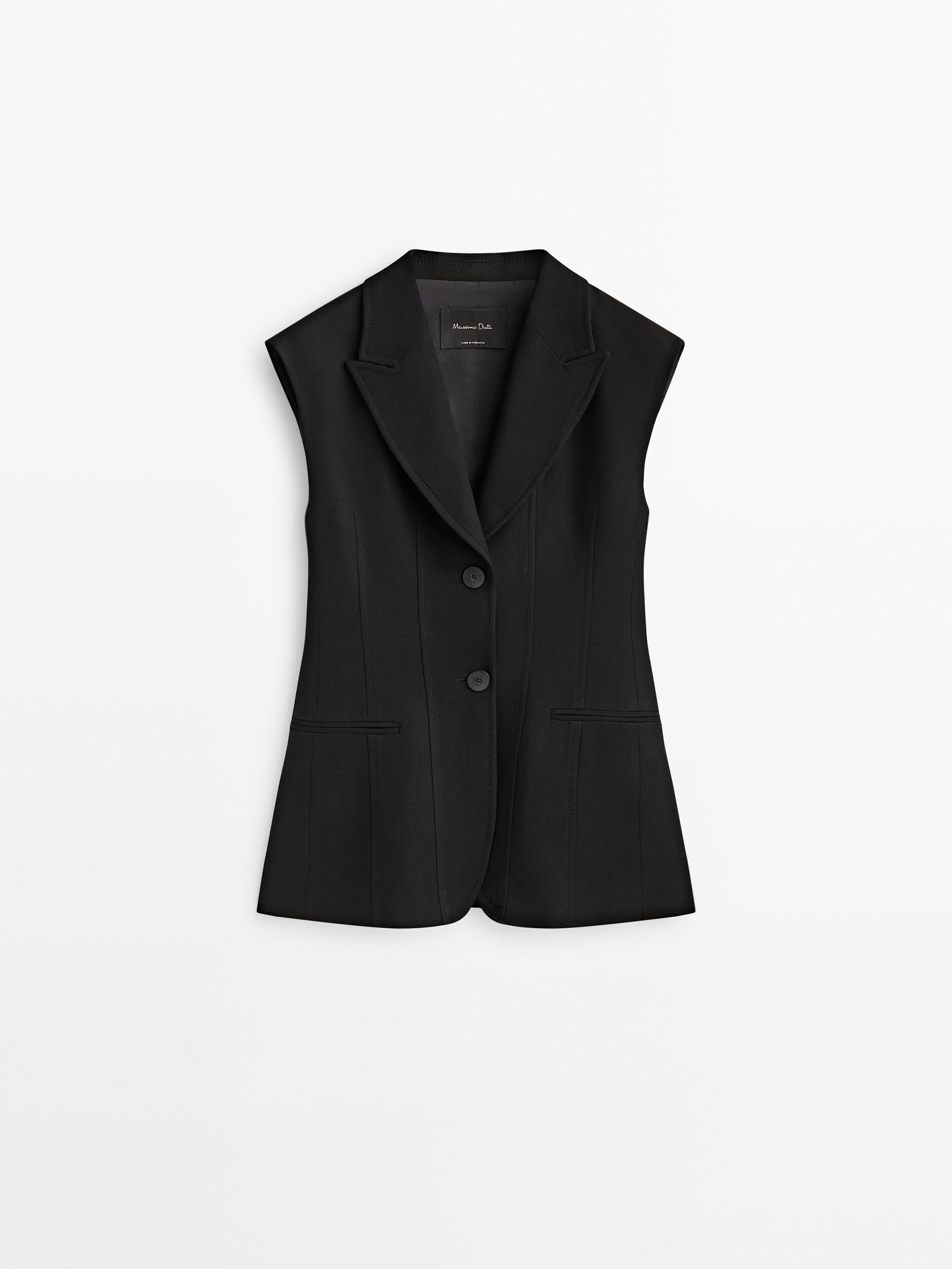 Chaleco entallado negro botones - NEGRO