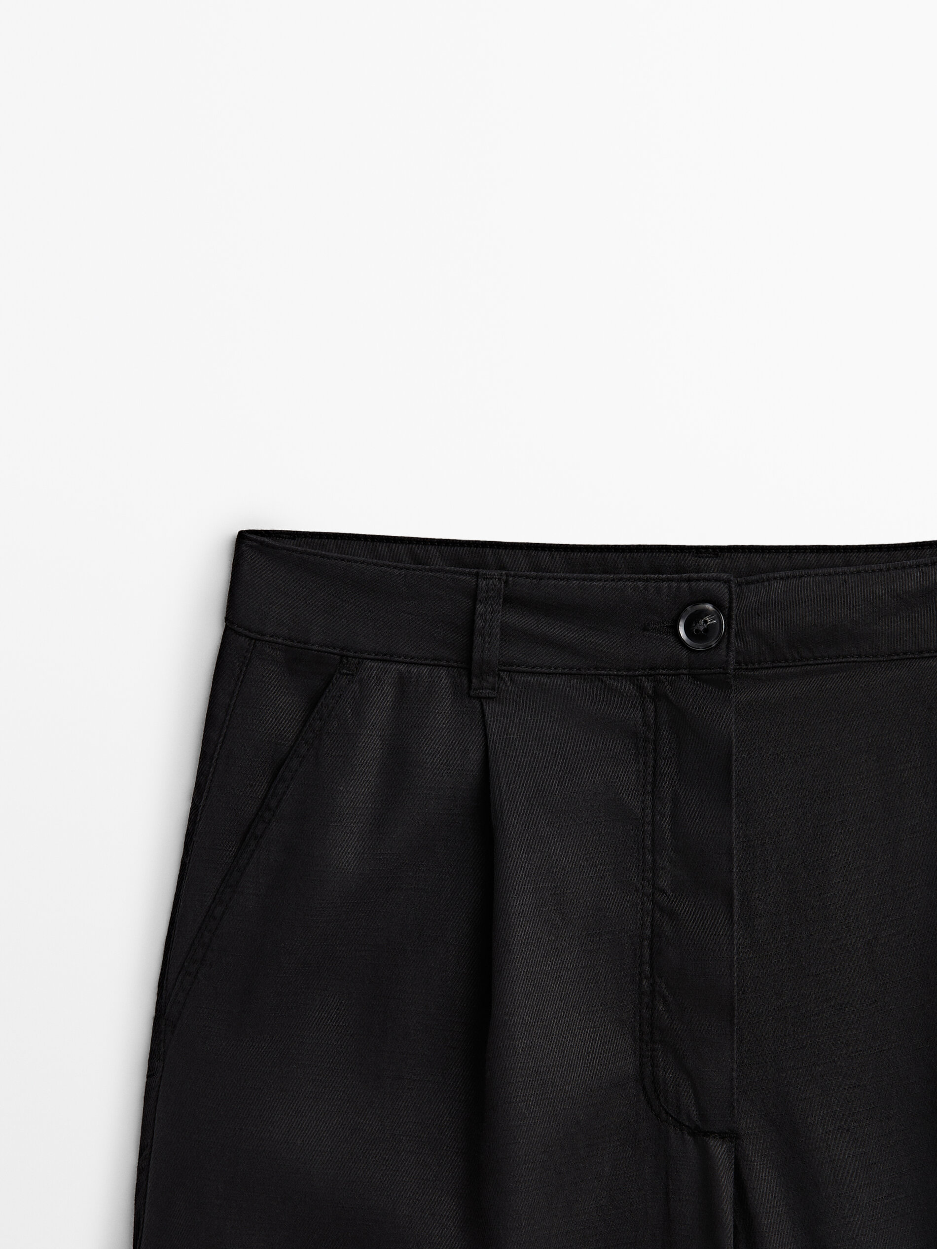 Pantalón fluido mezcla lyocell pinzas - NEGRO