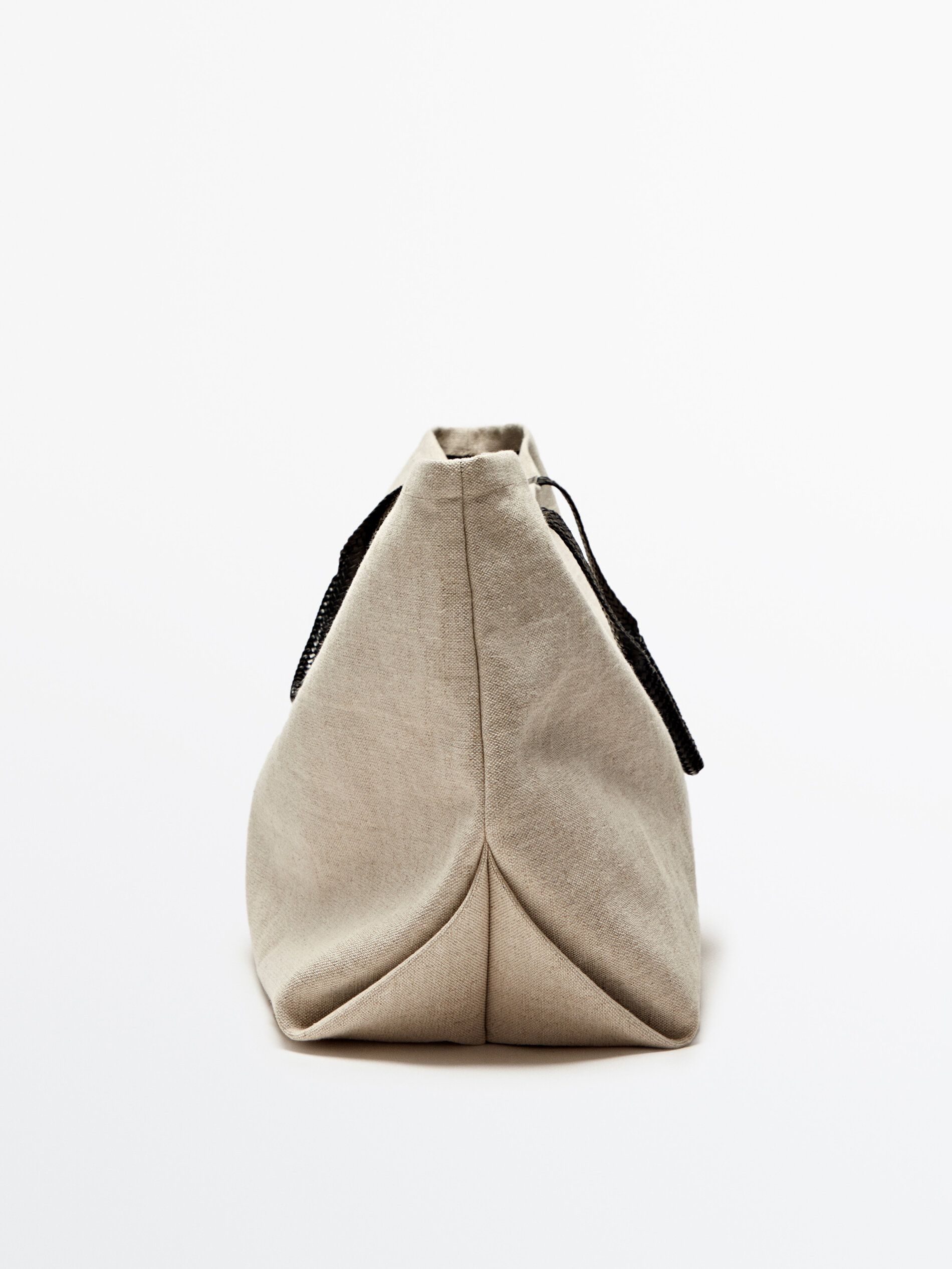 Bolso maxi shopper asa piel trenzada - BEIGE