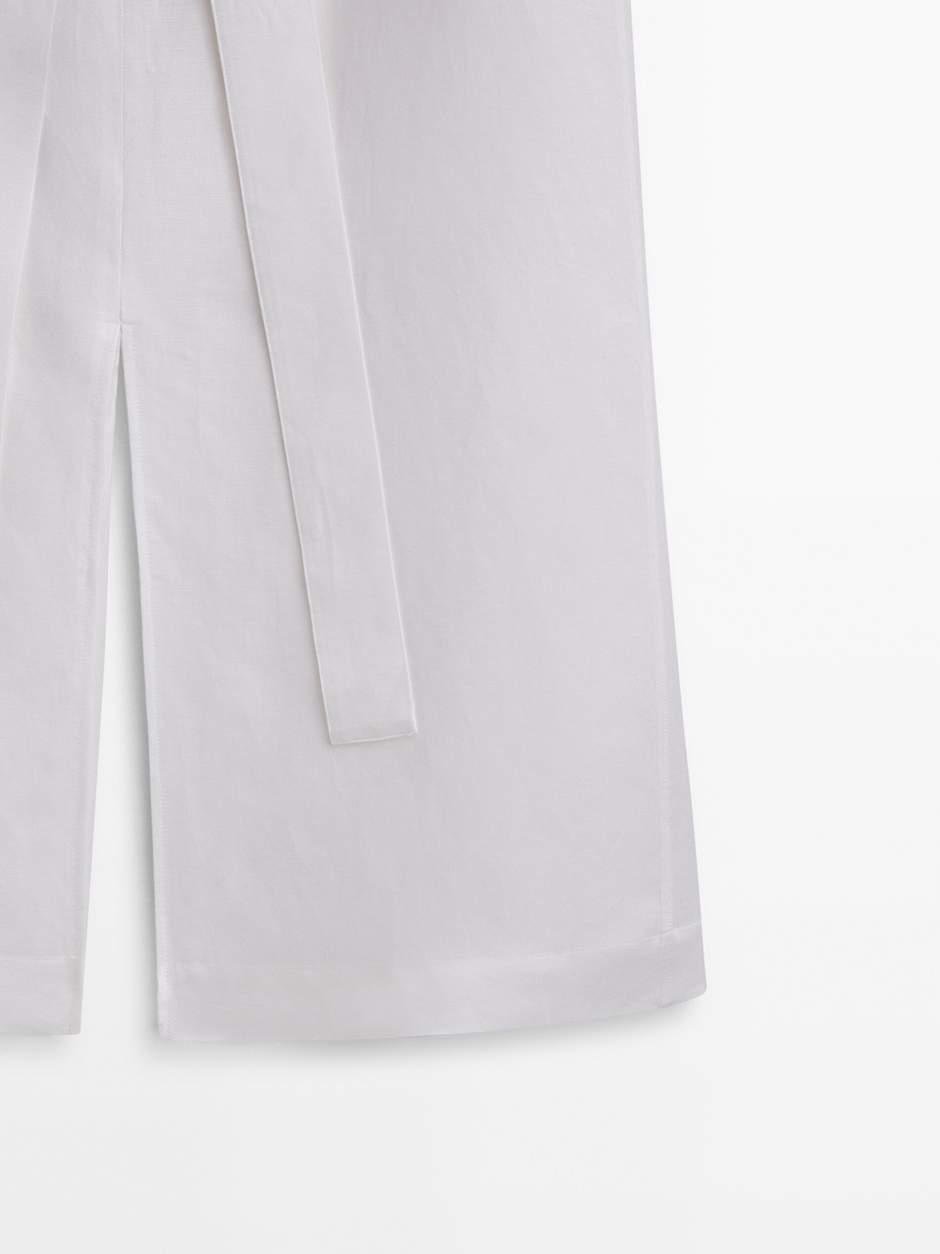 Falda midi con lino aberturas - BLANCO