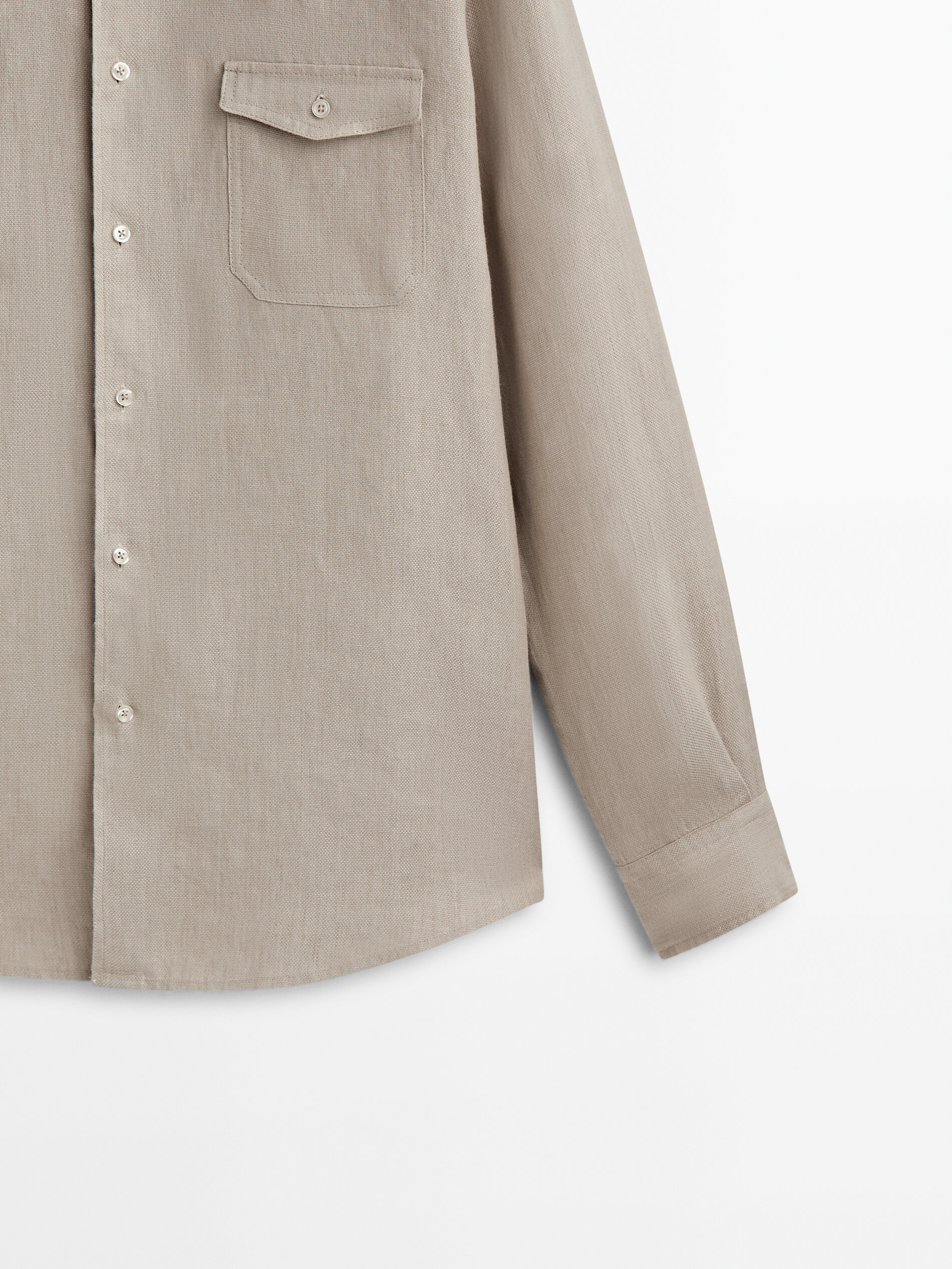 Camisa lino bolsillos regular fit Limited edition - BEIGE