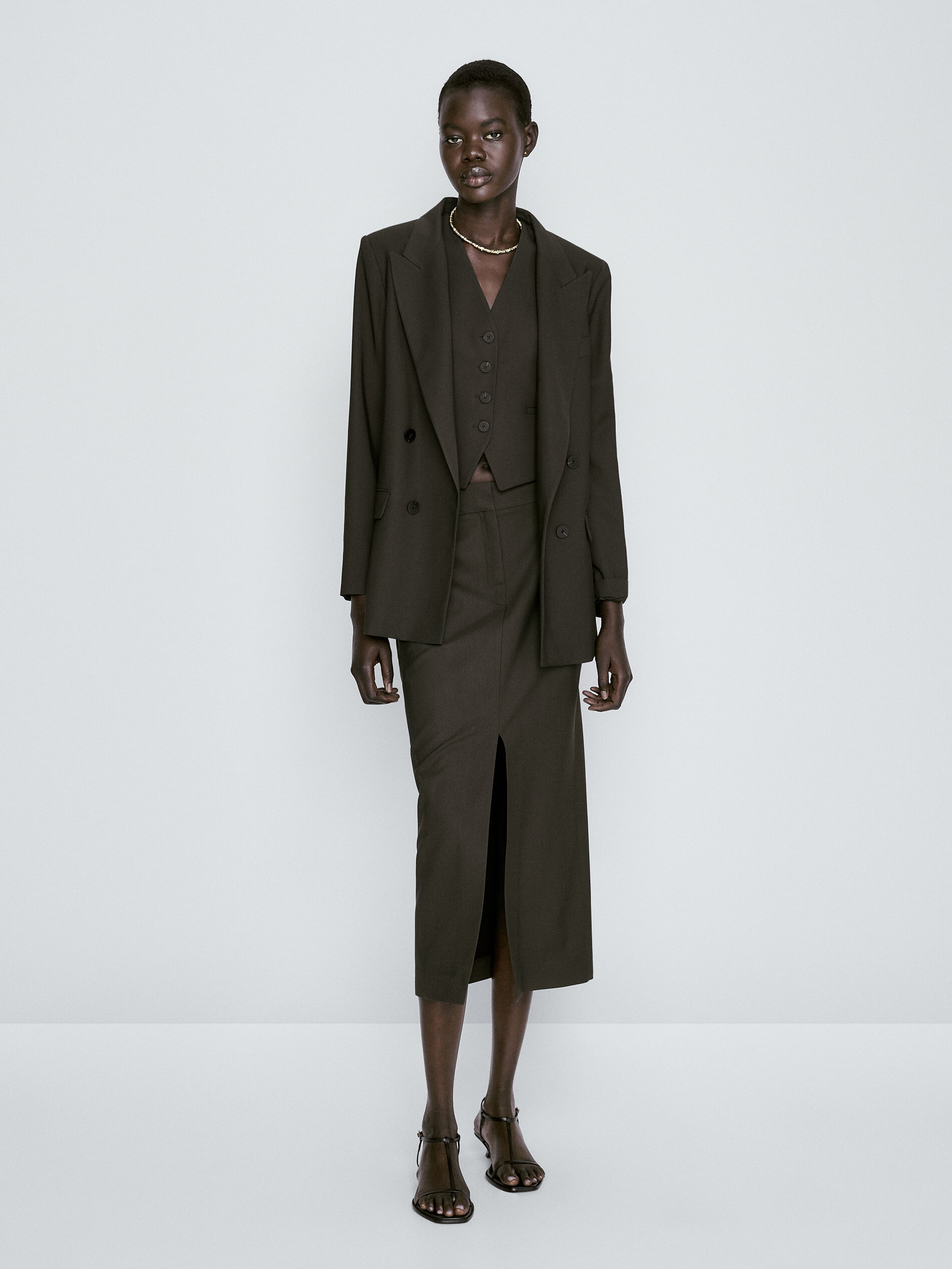 Falda sastre abertura frontal - KAKI